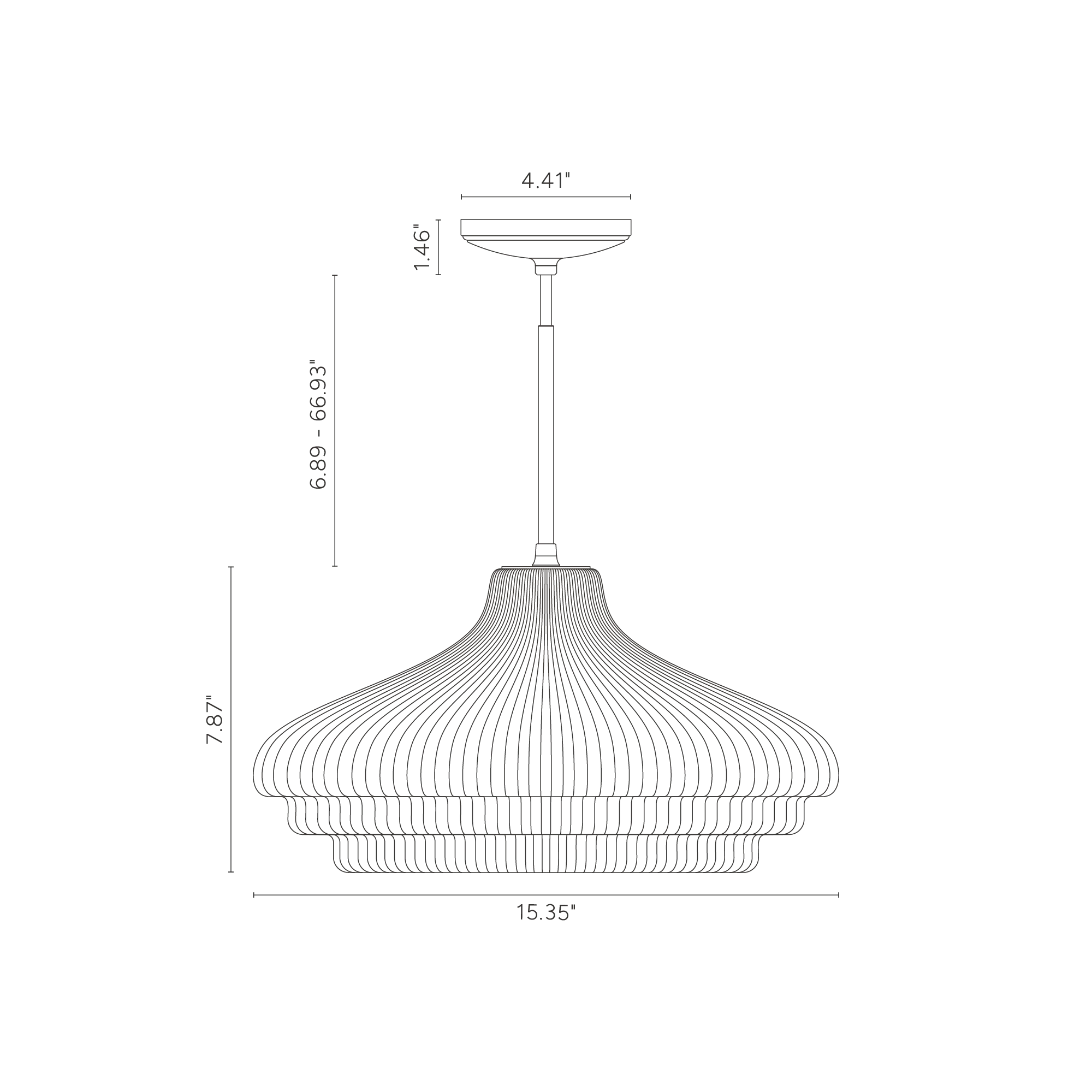 Brookfield Large Pendant Light Fluted Glass - Polished Nickel - Image 5