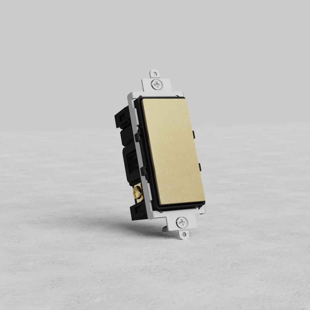 Center Retractive Rocker Switch - Antique Brass Black