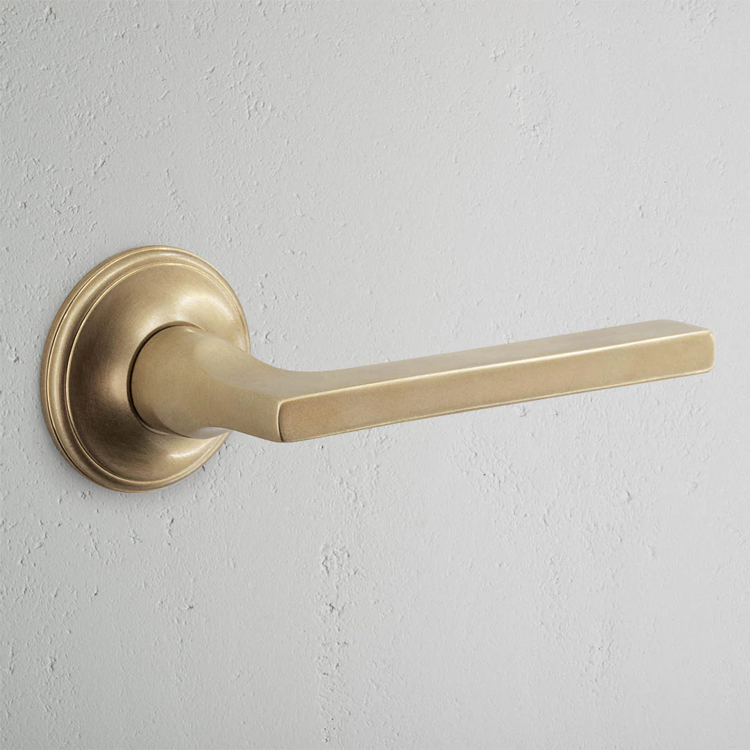Clayton Passage Door Handle Set - Antique Brass