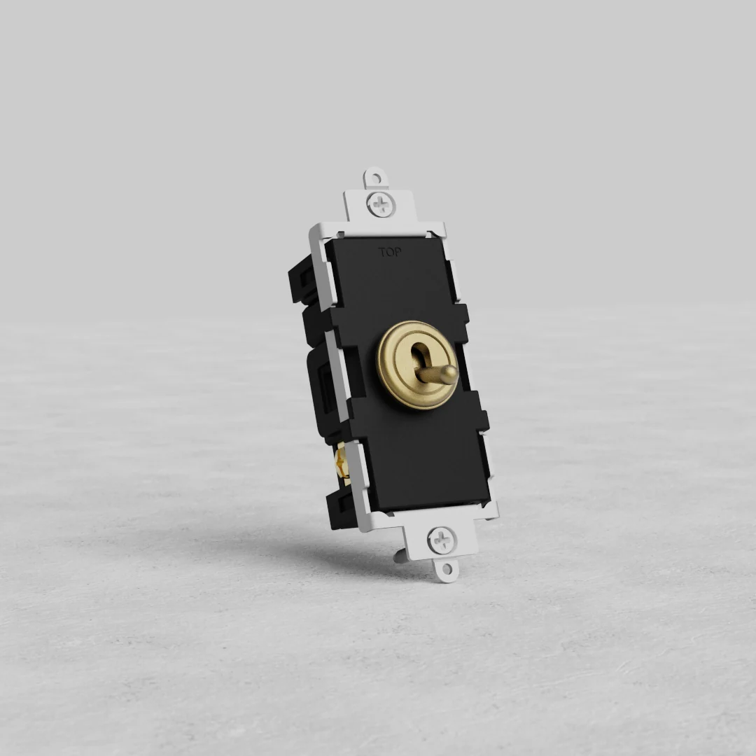 Double Pole Toggle Switch - Antique Brass