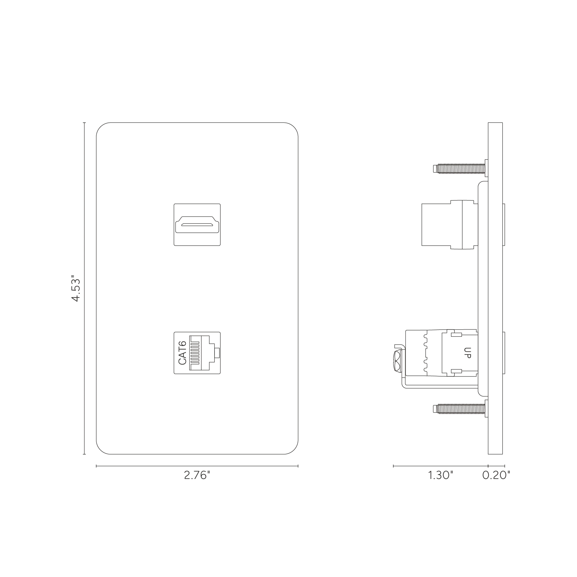 Grove 1G HDMI & CAT 6 Keystone - Polished Nickel White - Image 2