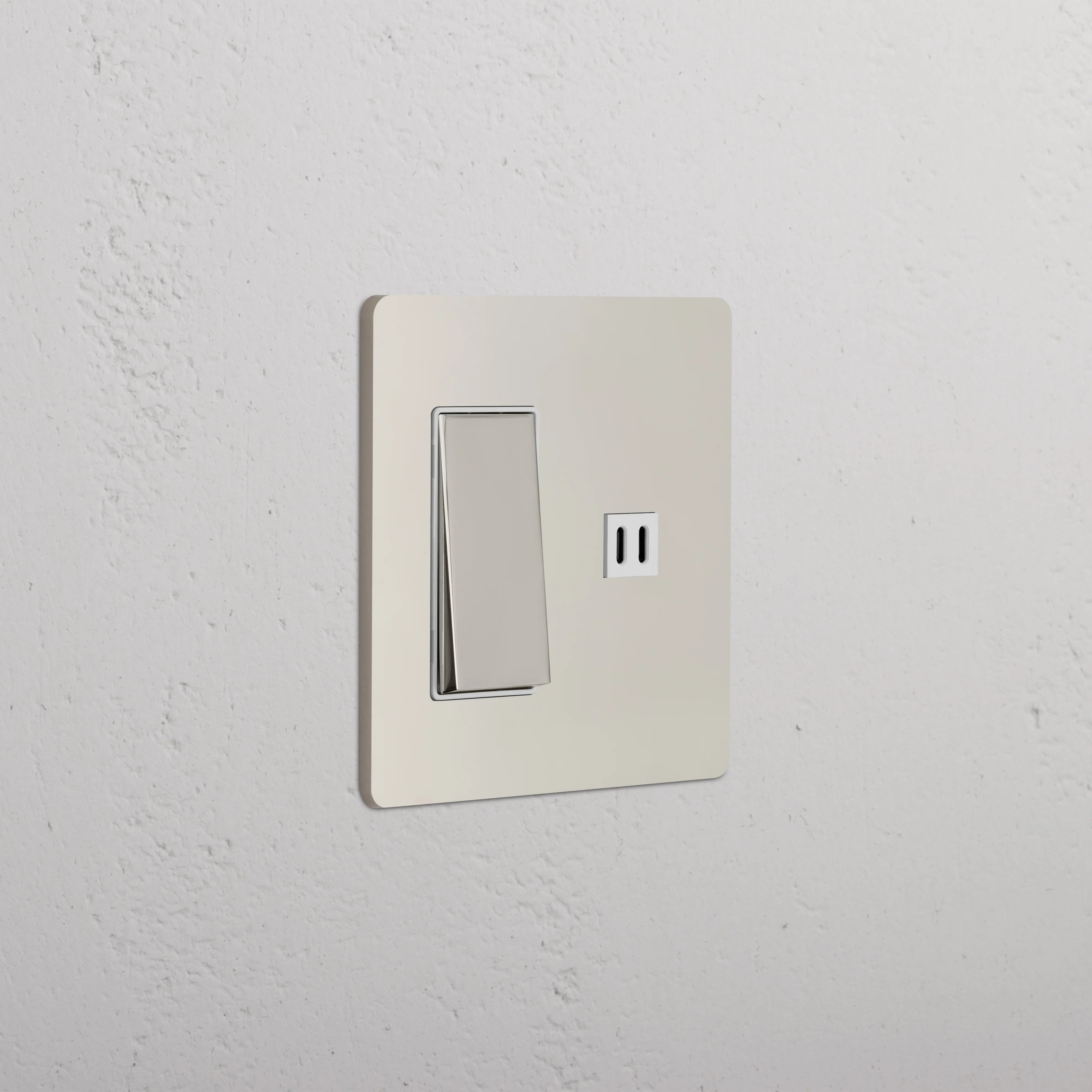 Grove 2G Rocker Switch & Fast Charge USB - Polished Nickel White