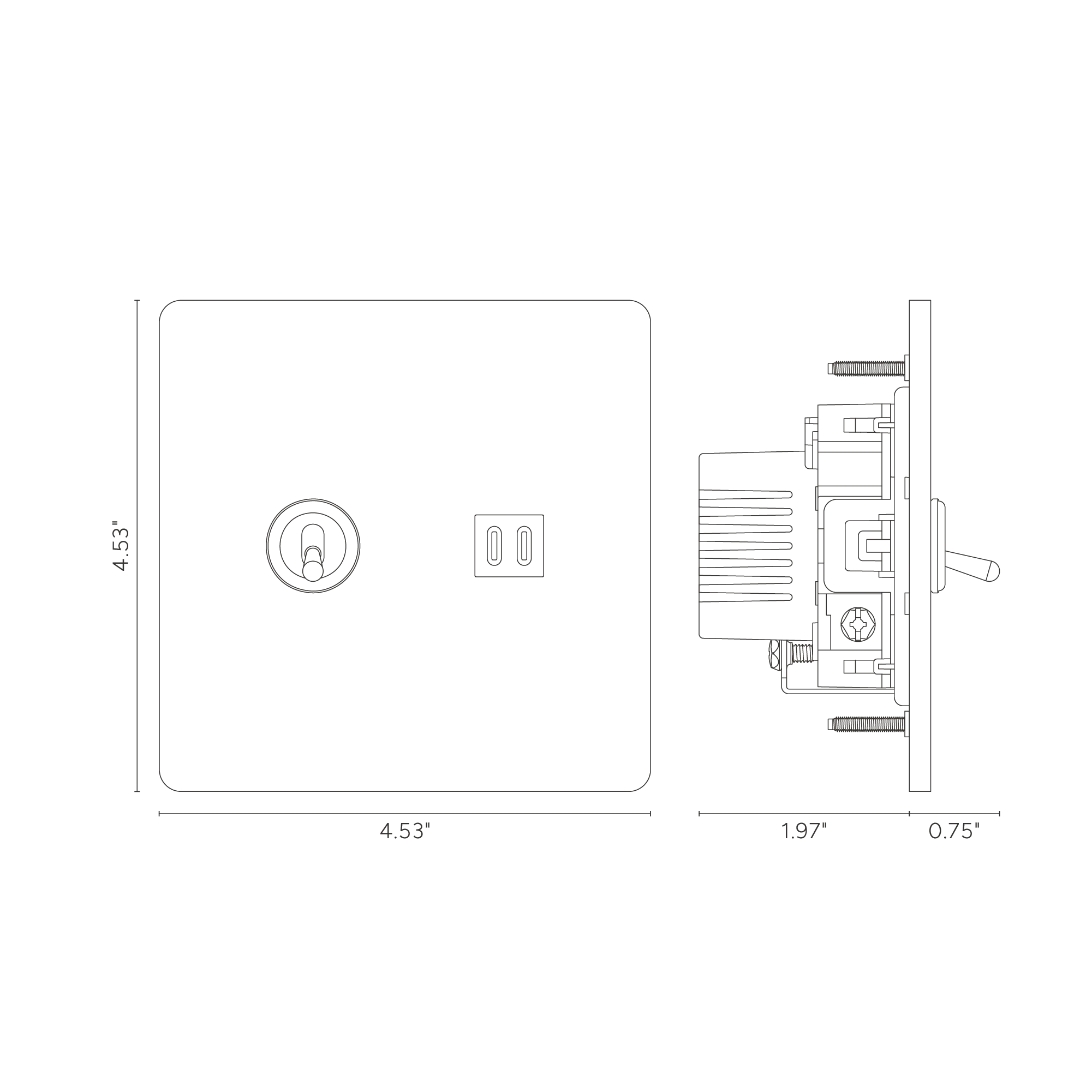 Grove 2G Toggle Switch & Fast Charge USB - Polished Nickel Black - Image 2