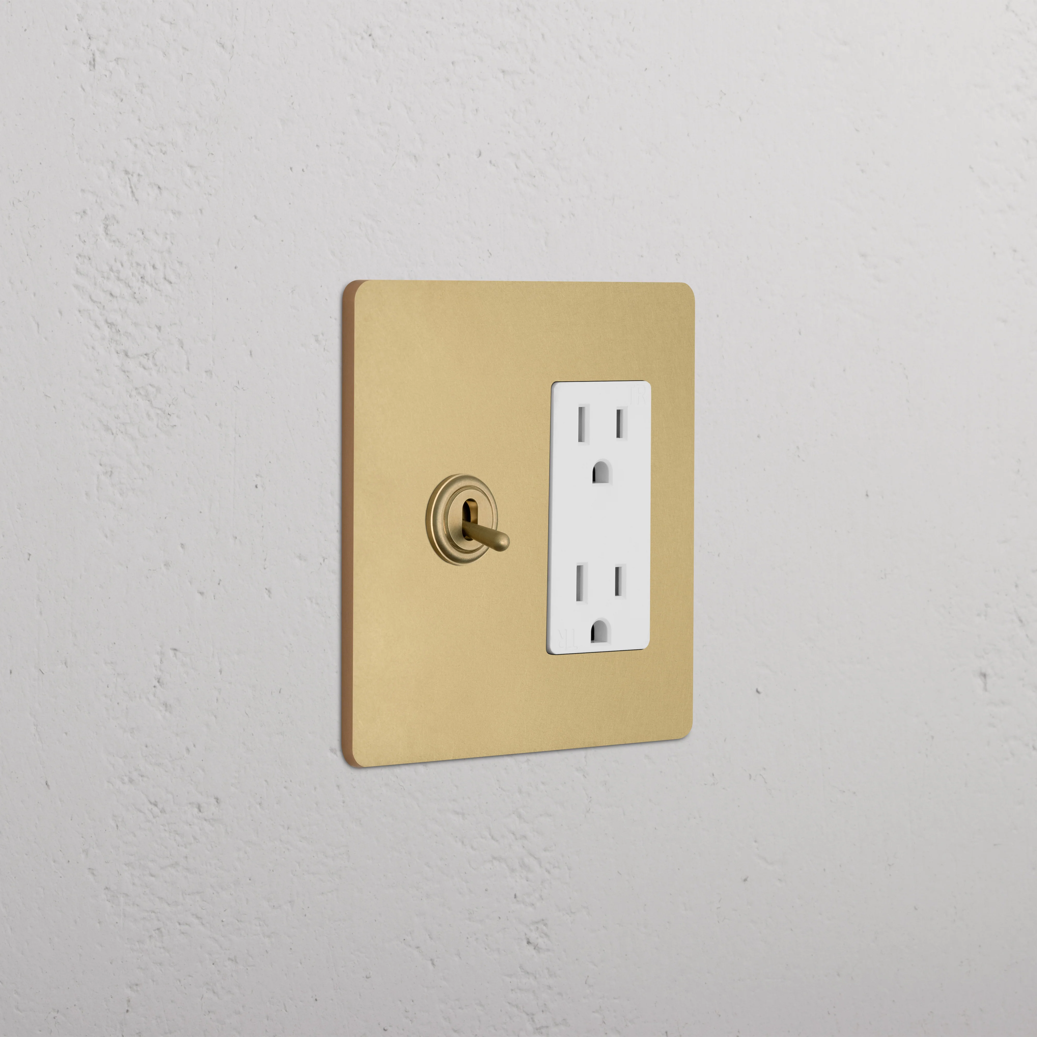 Grove 2G Toggle Switch & Outlet - Antique Brass White
