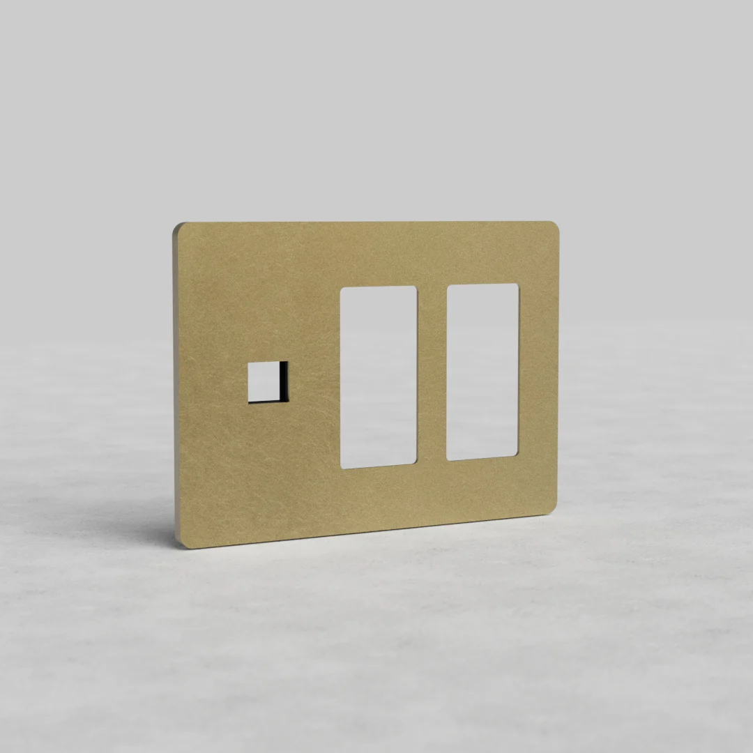 Grove 3G 2x Outlet & Keystone Plate - Antique Brass