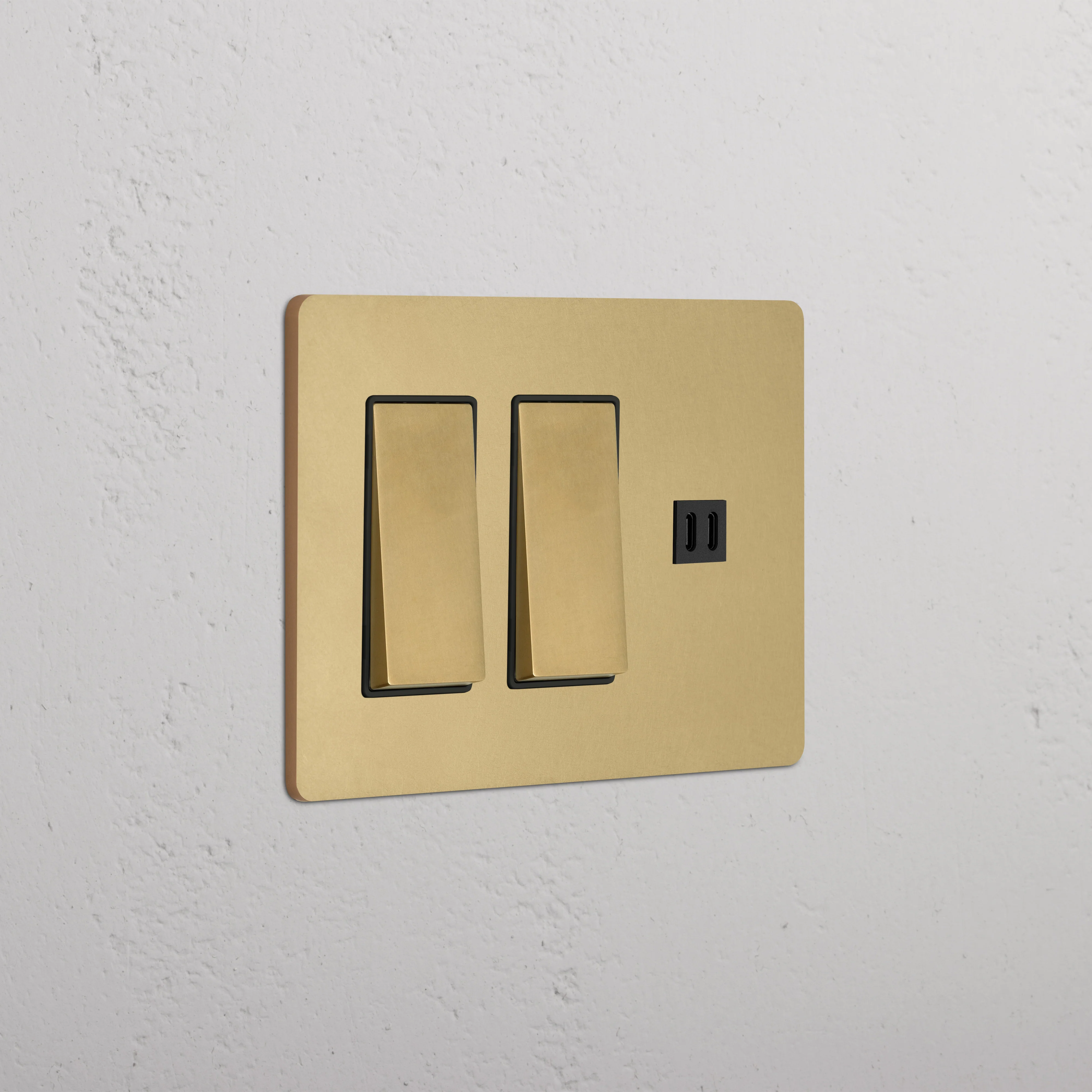 Grove 3G 2x Rocker Switch & Fast Charge USB - Antique Brass Black