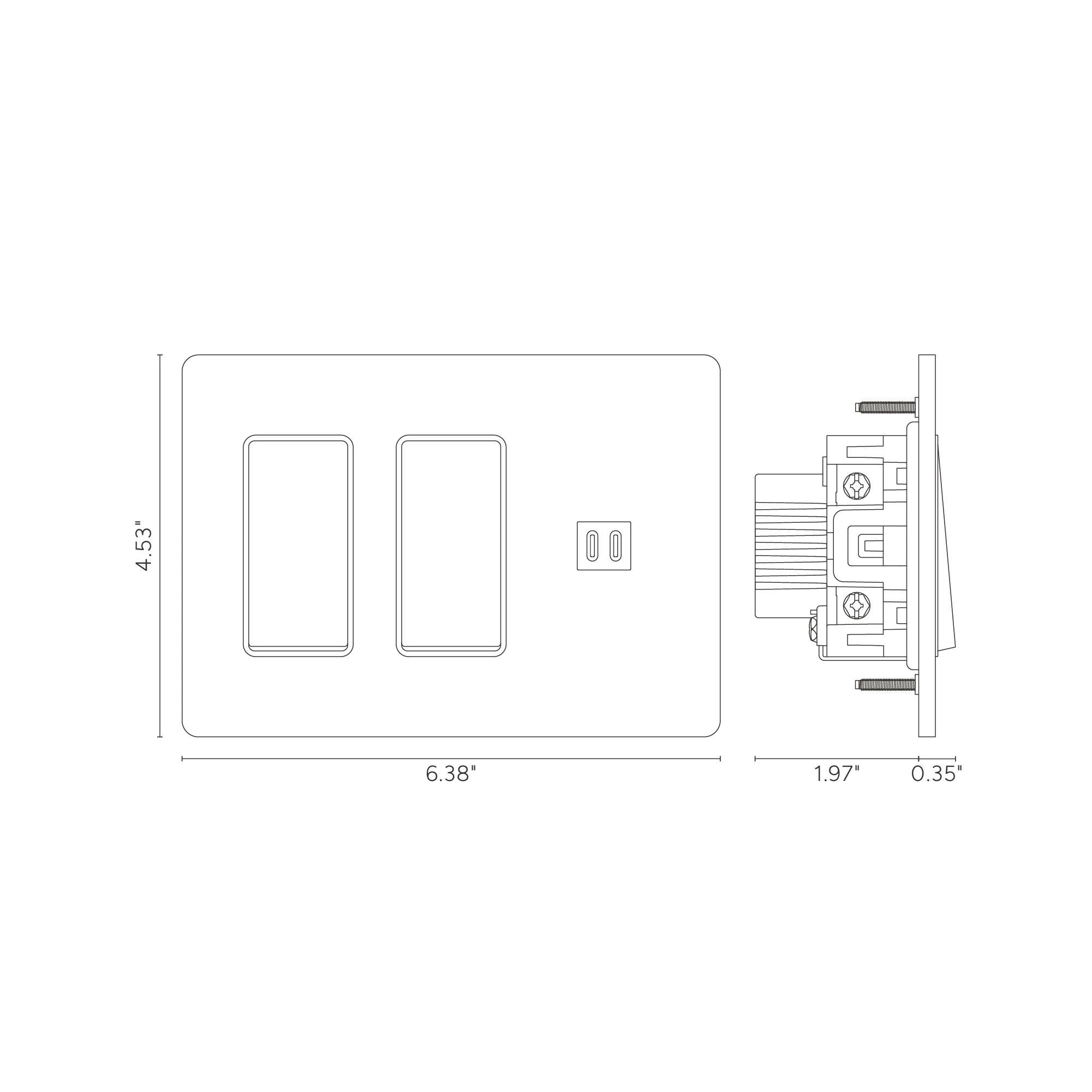 Grove 3G 2x Rocker Switch & Fast Charge USB - Bronze Black - Image 2