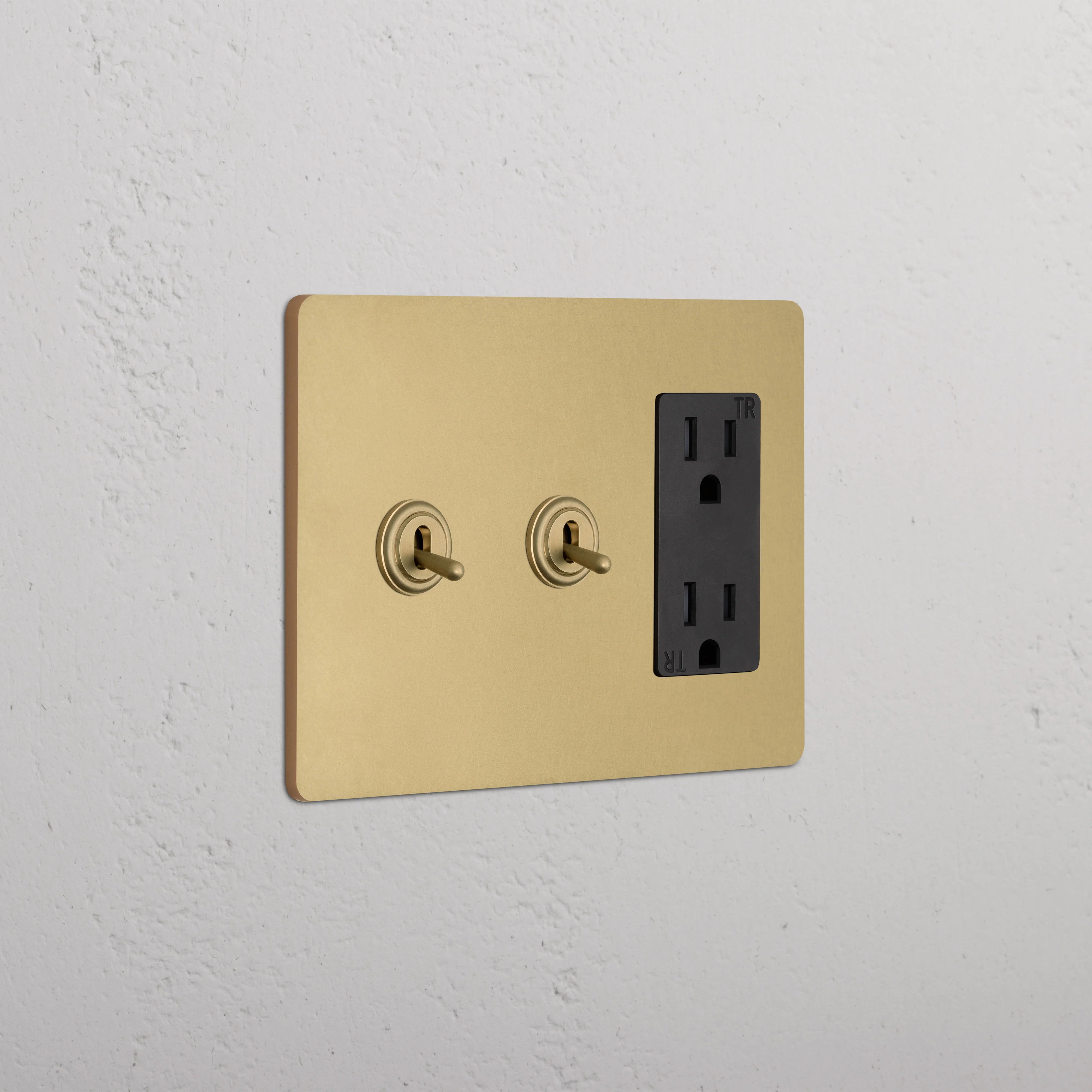 Grove 3G 2x Toggle Switch & Outlet - Antique Brass Black