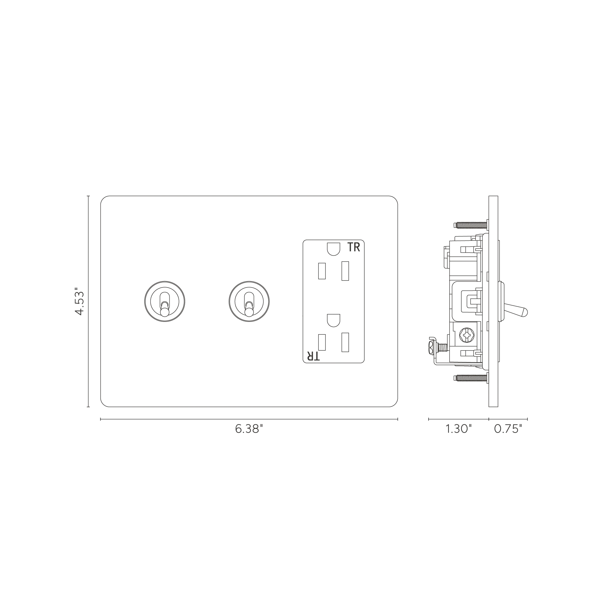 Grove 3G 2x Toggle Switch & Outlet - Antique Brass Black - Image 3