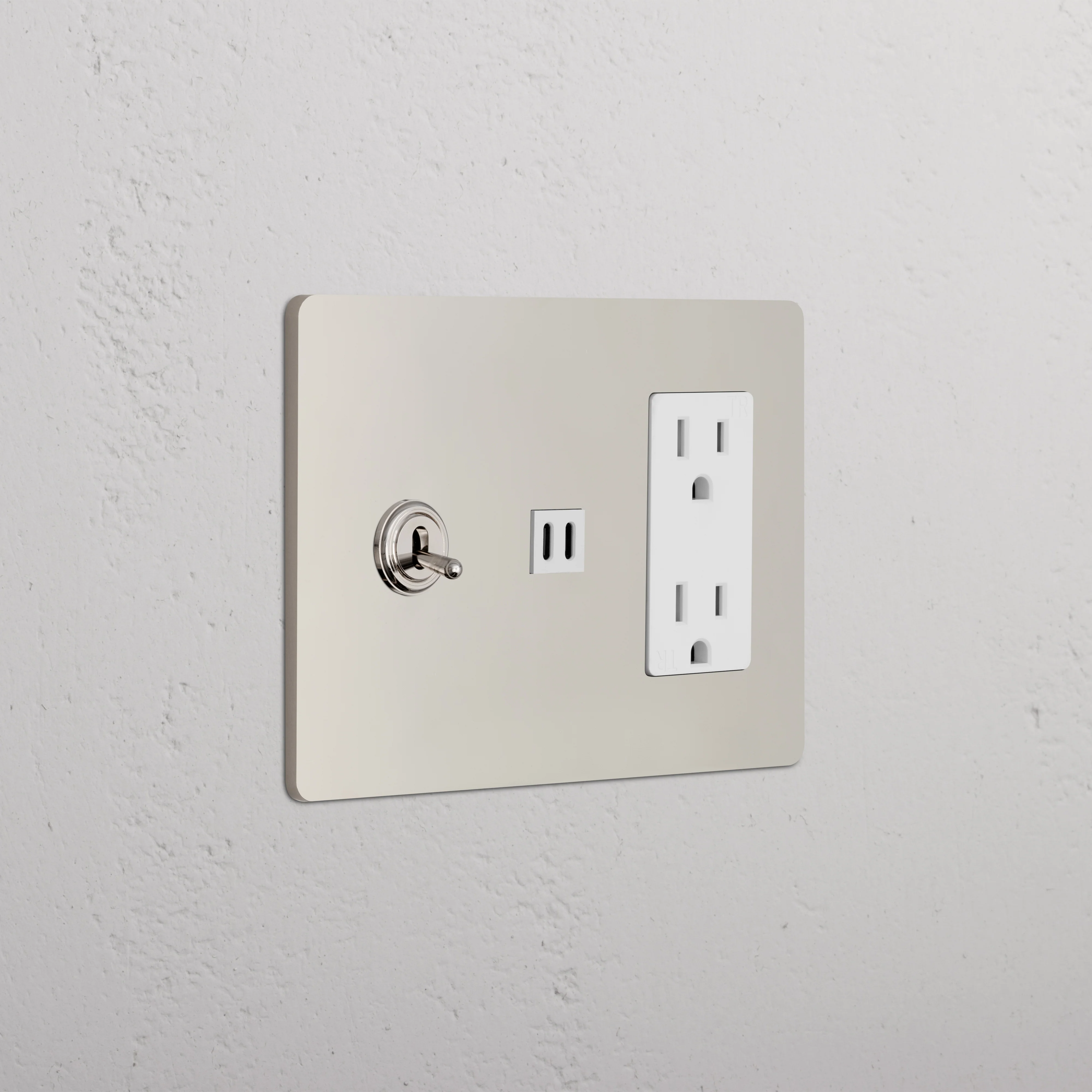 Grove 3G Toggle Switch & Outlet & Fast Charge USB - Polished Nickel White