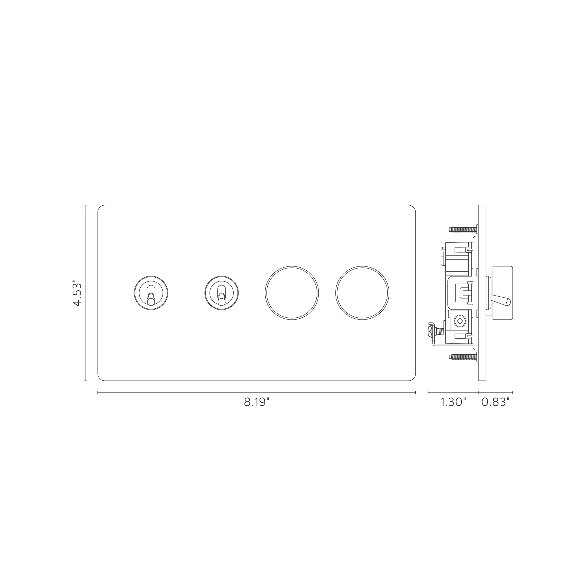 Grove 4G 2x Toggle & 2x Dimmer Switch - Antique Brass - Image 2