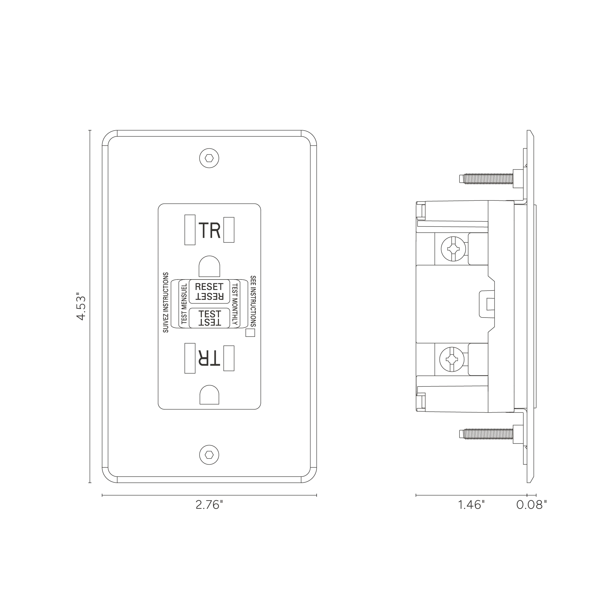 Kew 1G 15A GFCI Outlet - Clear Black - Image 2