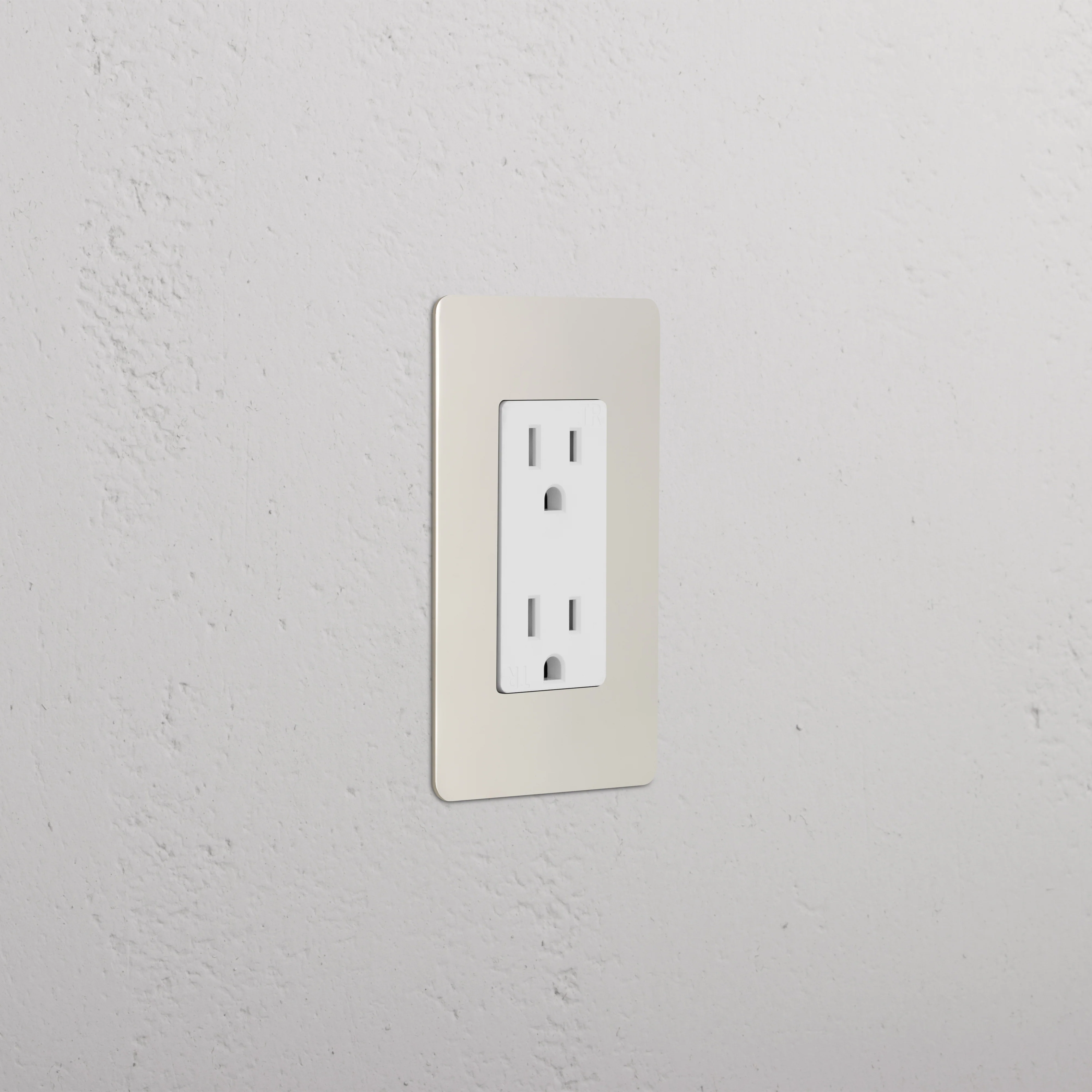 Kew 1G 15A Outlet - Polished Nickel White