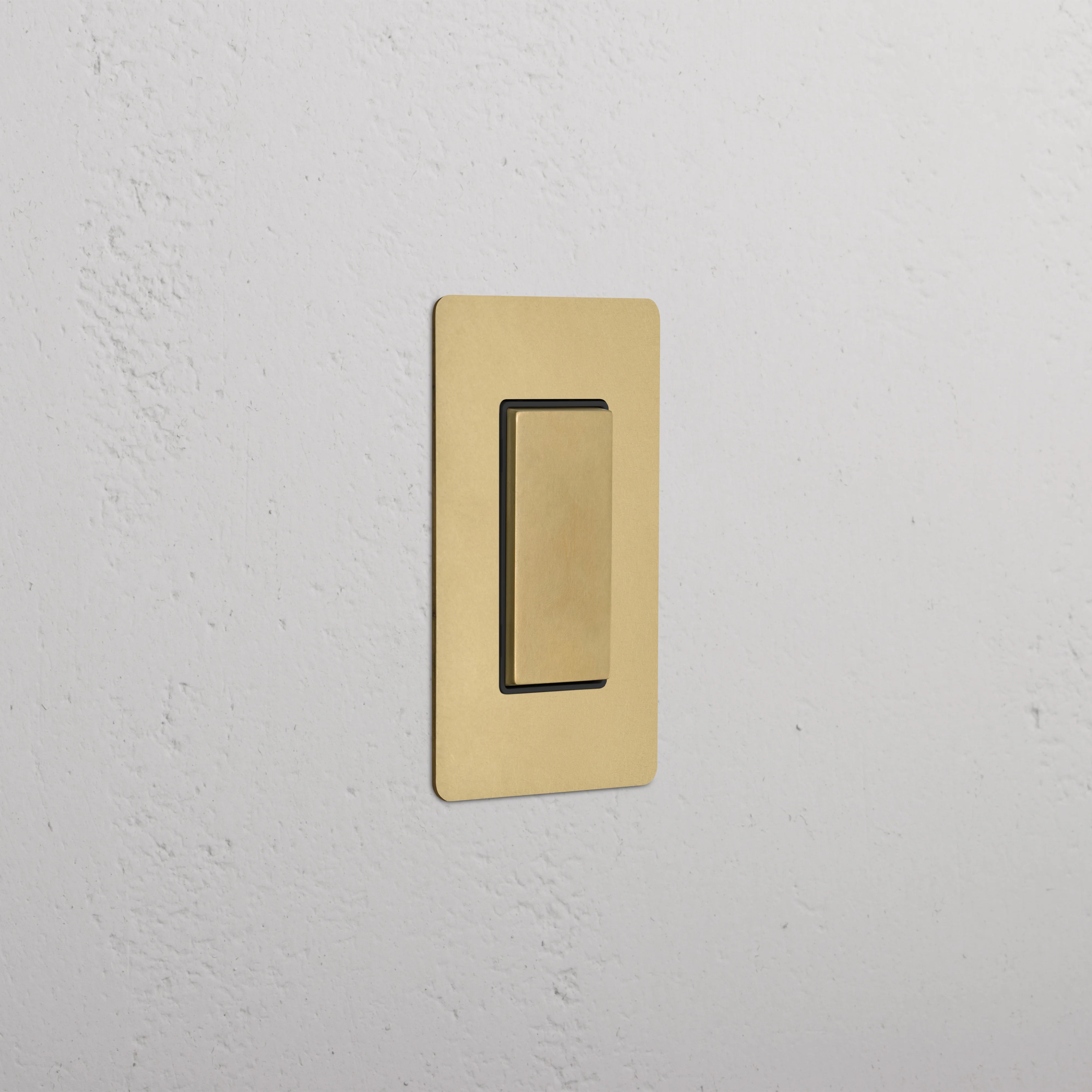 Kew 1G Center Retractive Rocker Switch - Antique Brass Black