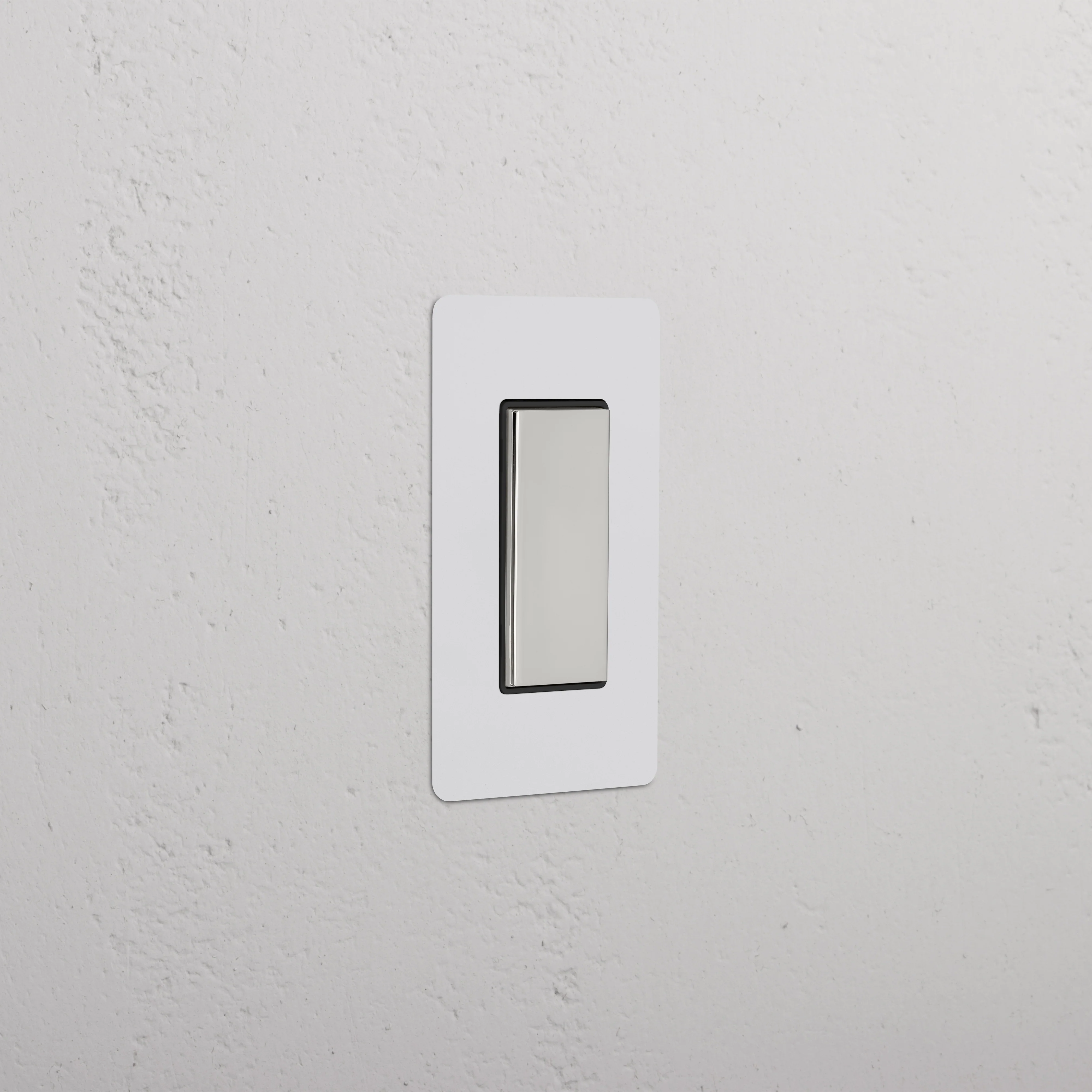Kew 1G Center Retractive Rocker Switch - Paintable Polished Nickel Black
