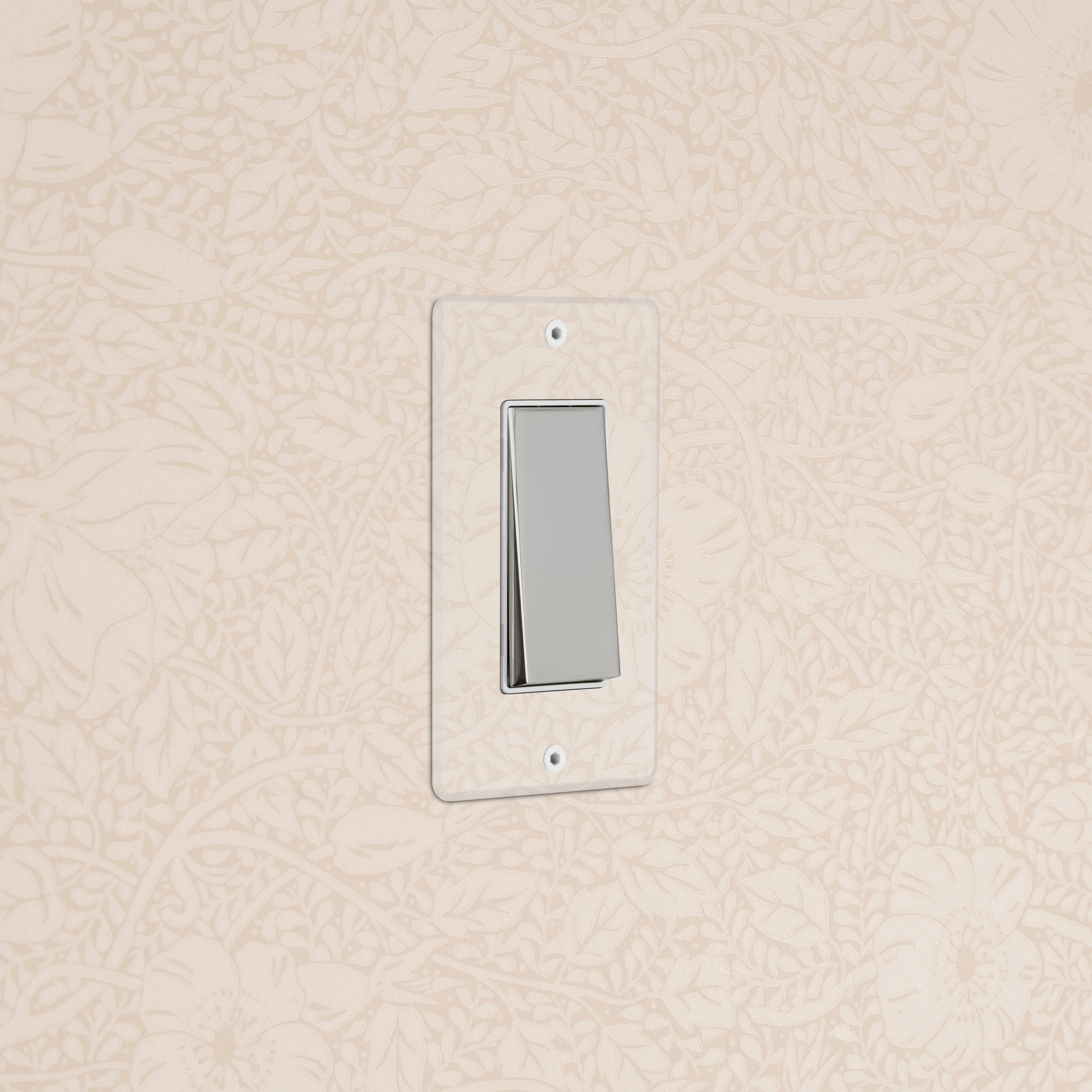 Kew 1G Dimming Retractive Rocker Switch - Clear Polished Nickel White