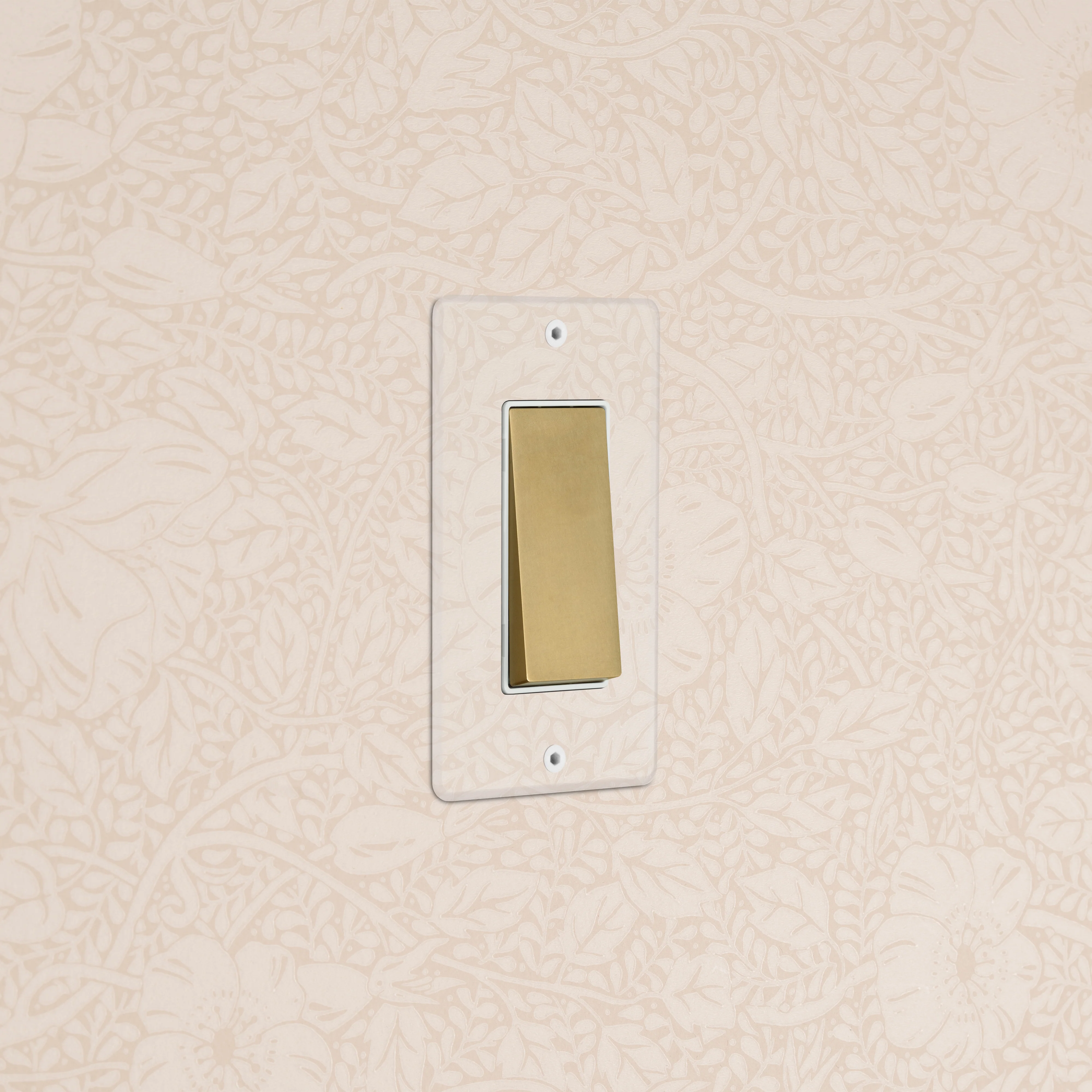 Kew 1G Double Pole Rocker Switch - Clear Antique Brass White