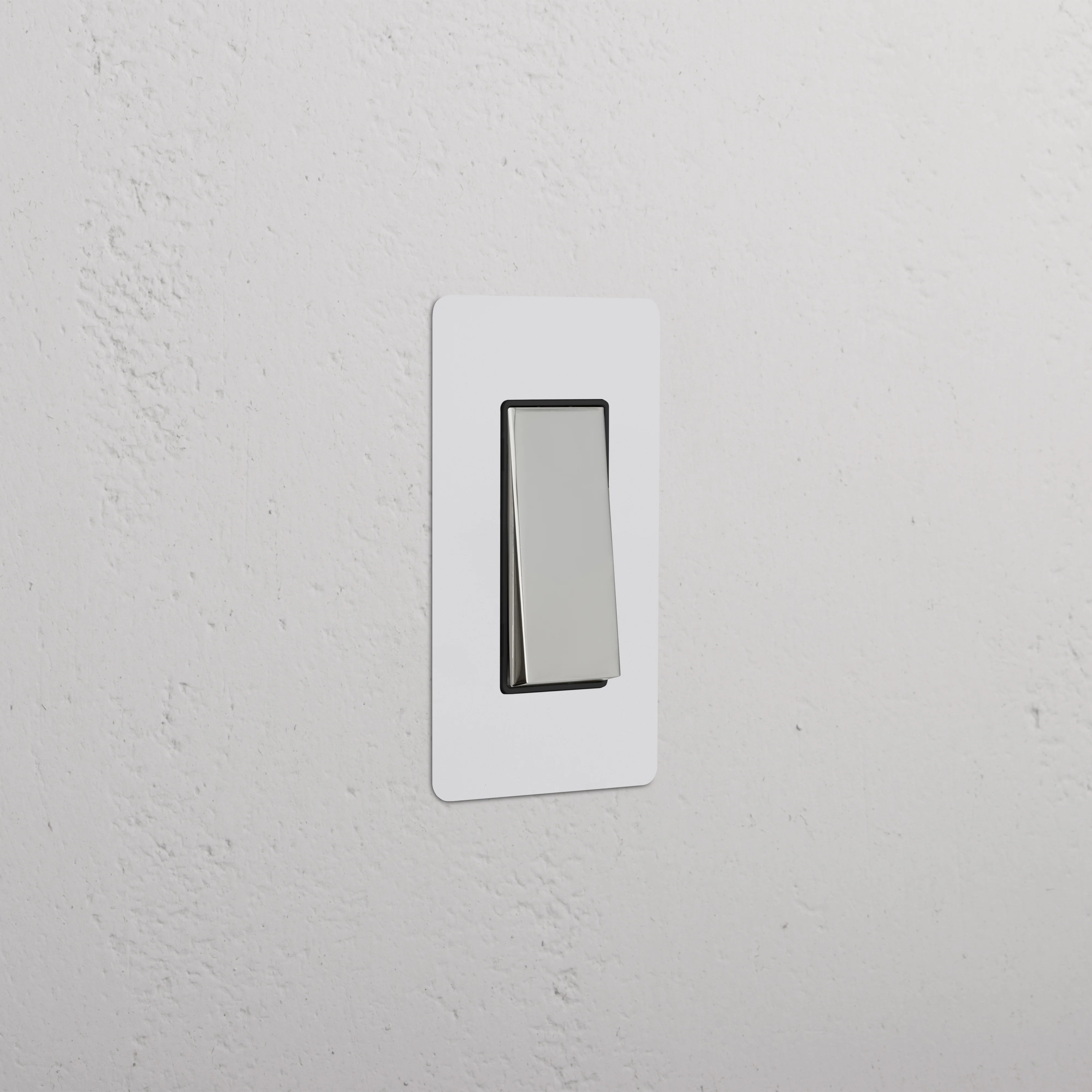 Kew 1G Double Pole Rocker Switch - Paintable Polished Nickel Black