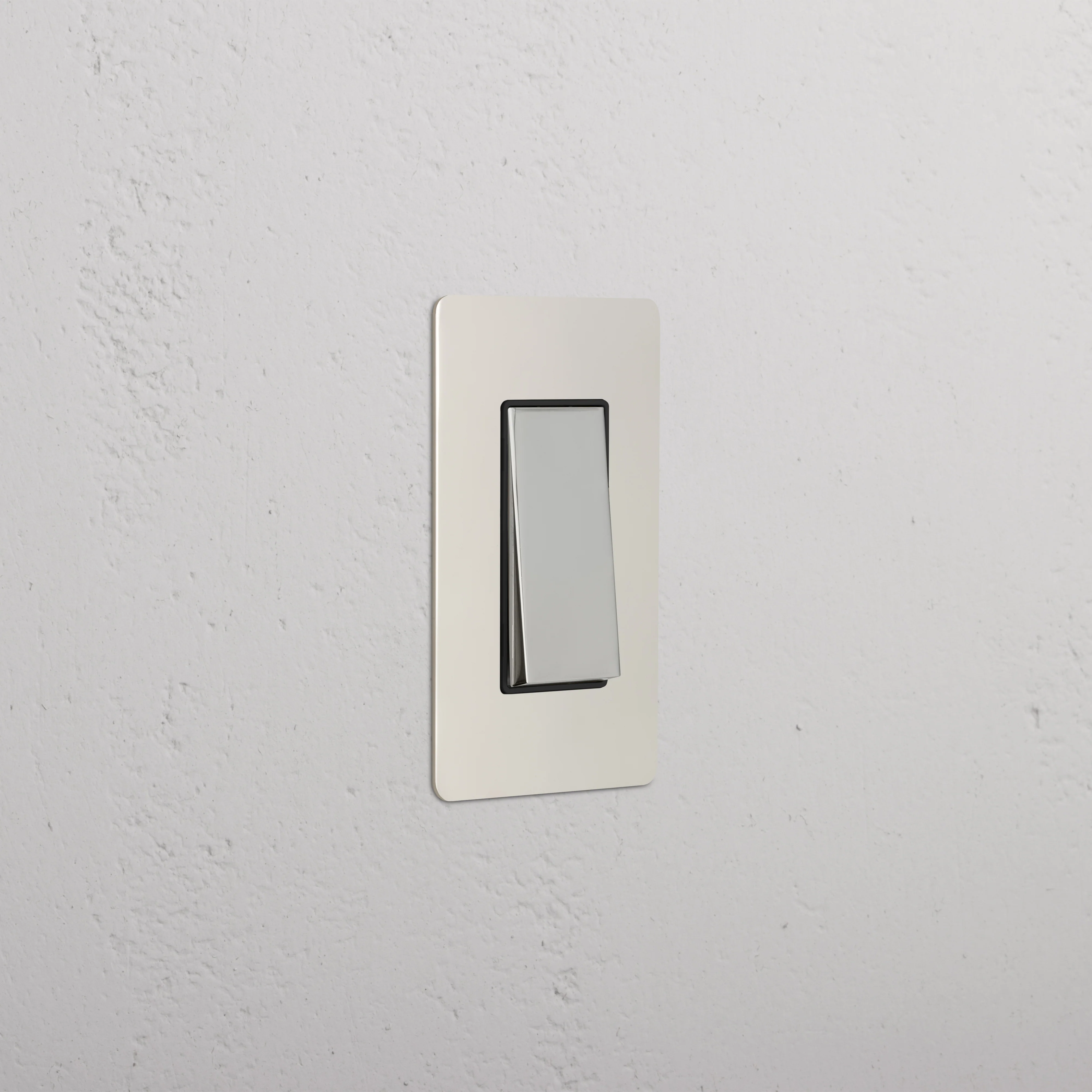 Kew 1G Double Pole Rocker Switch - Polished Nickel Black