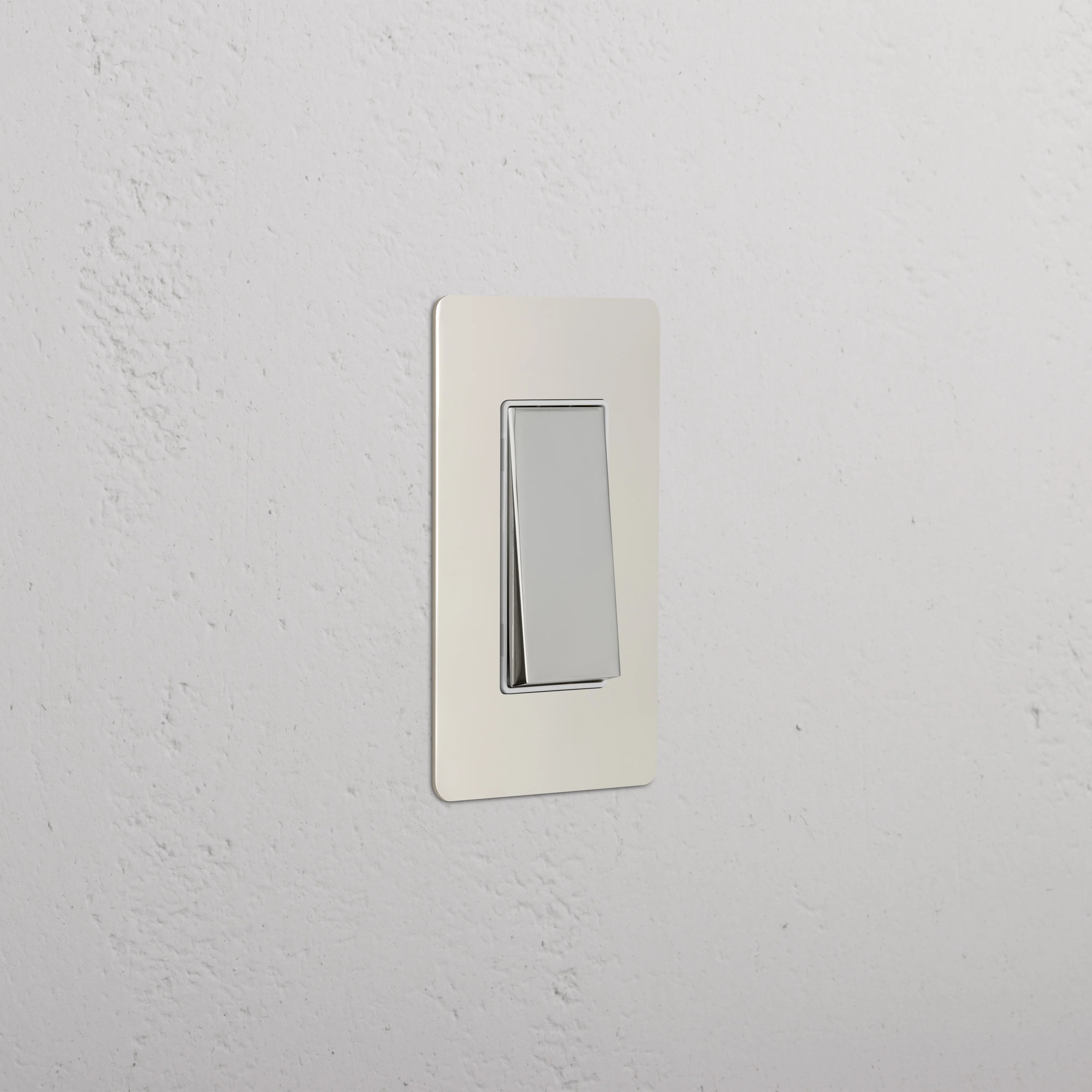 Kew 1G Double Pole Rocker Switch - Polished Nickel White
