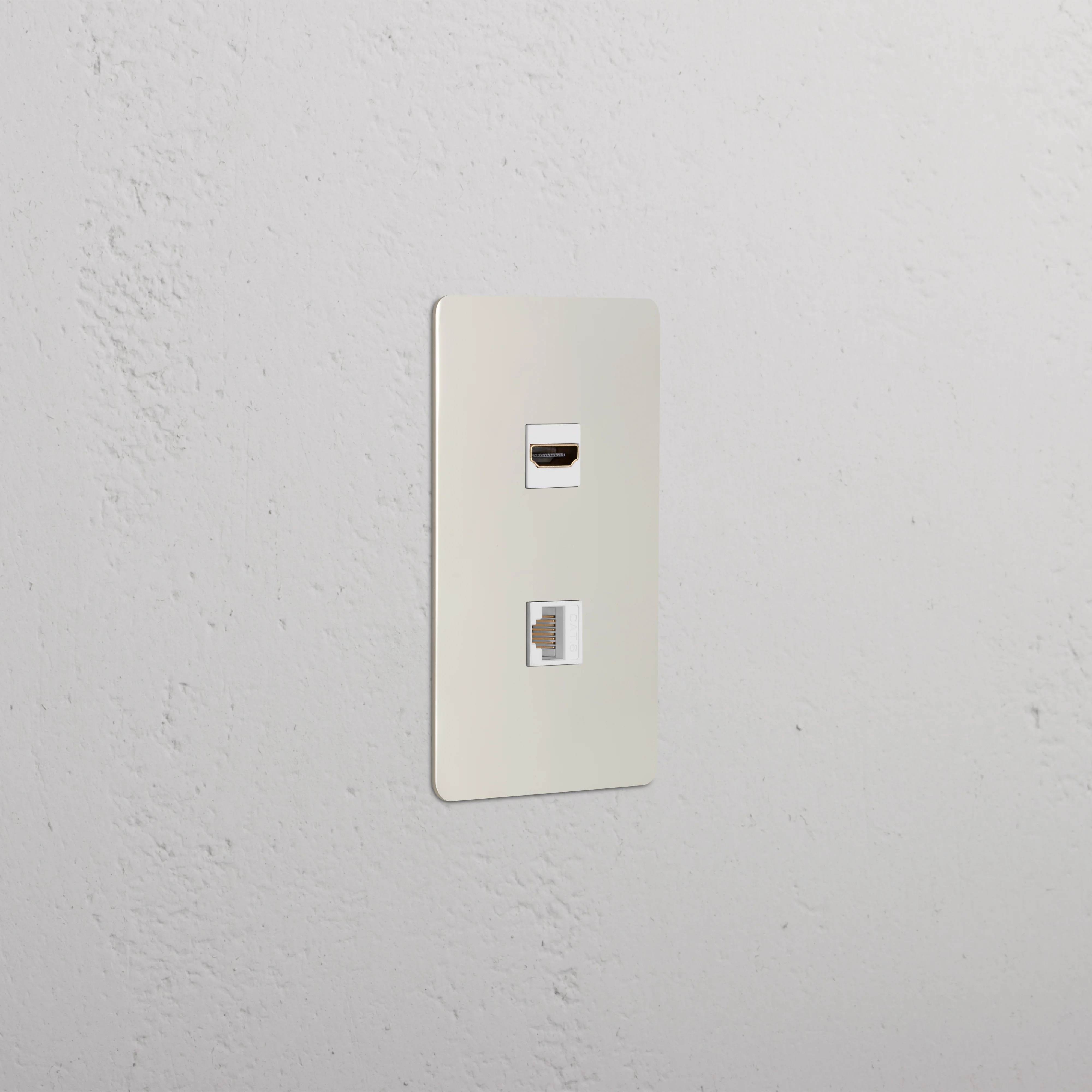 Kew 1G HDMI & CAT 6 Keystone - Polished Nickel White
