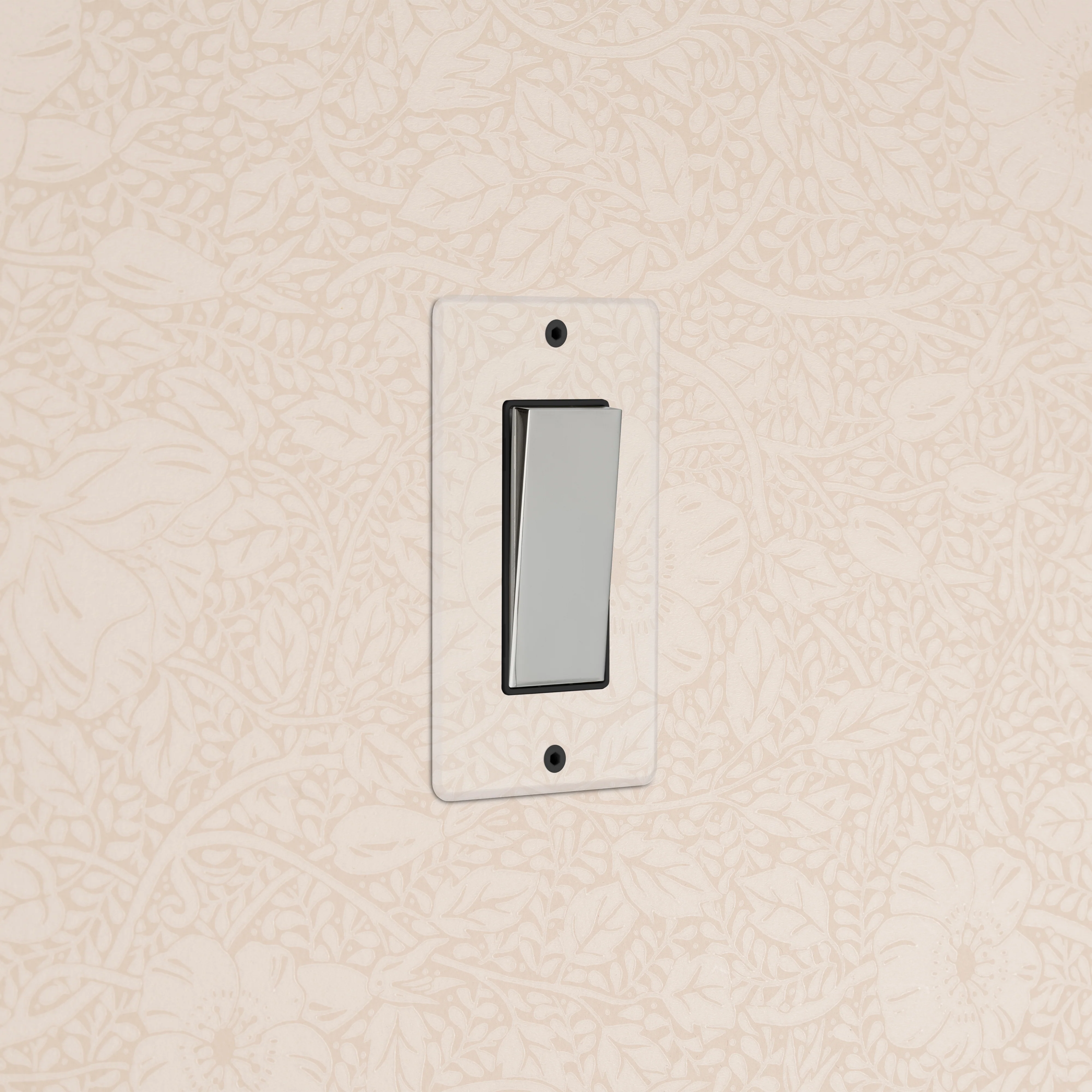 Kew 1G Retractive Rocker Switch - Clear Polished Nickel Black