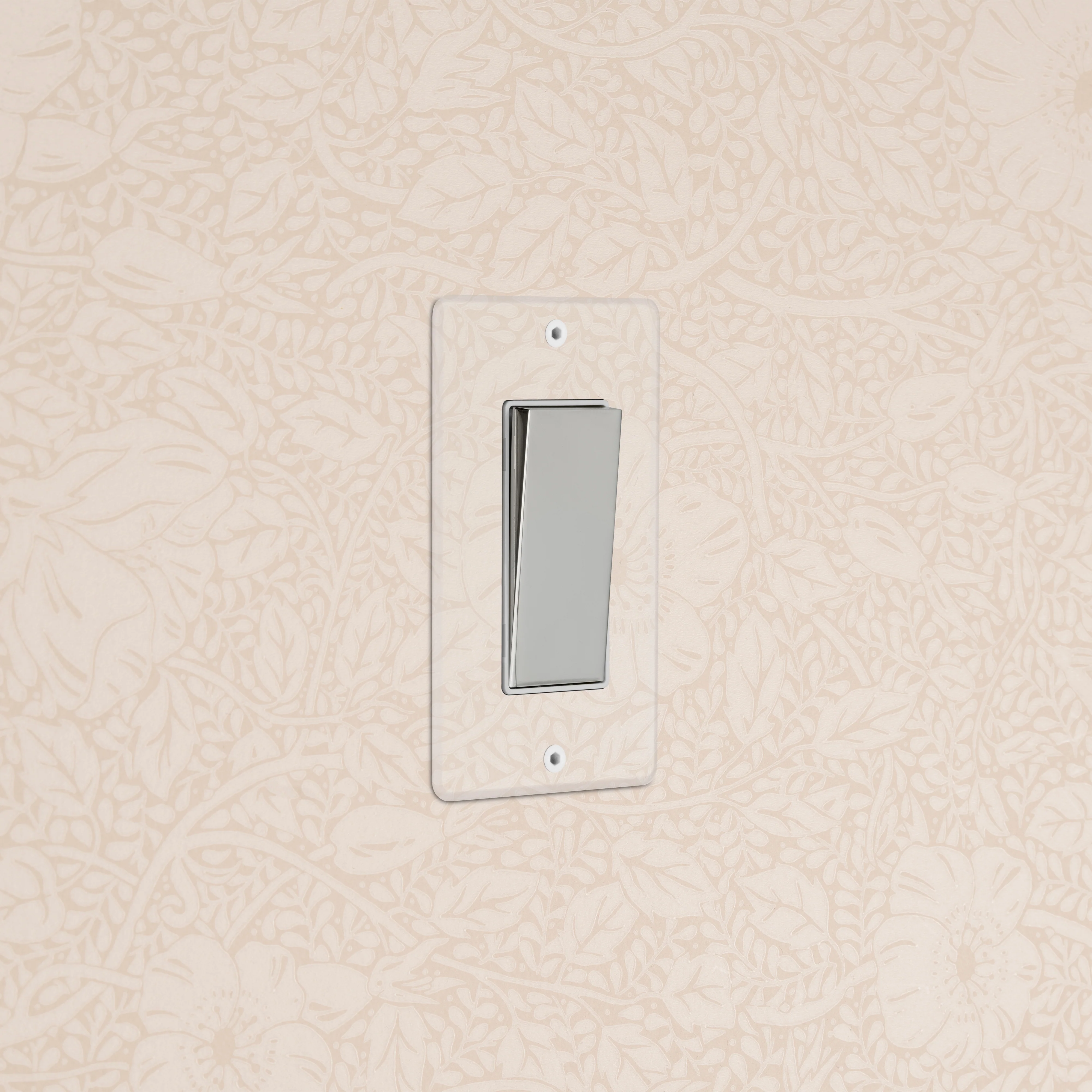 Kew 1G Retractive Rocker Switch - Clear Polished Nickel White