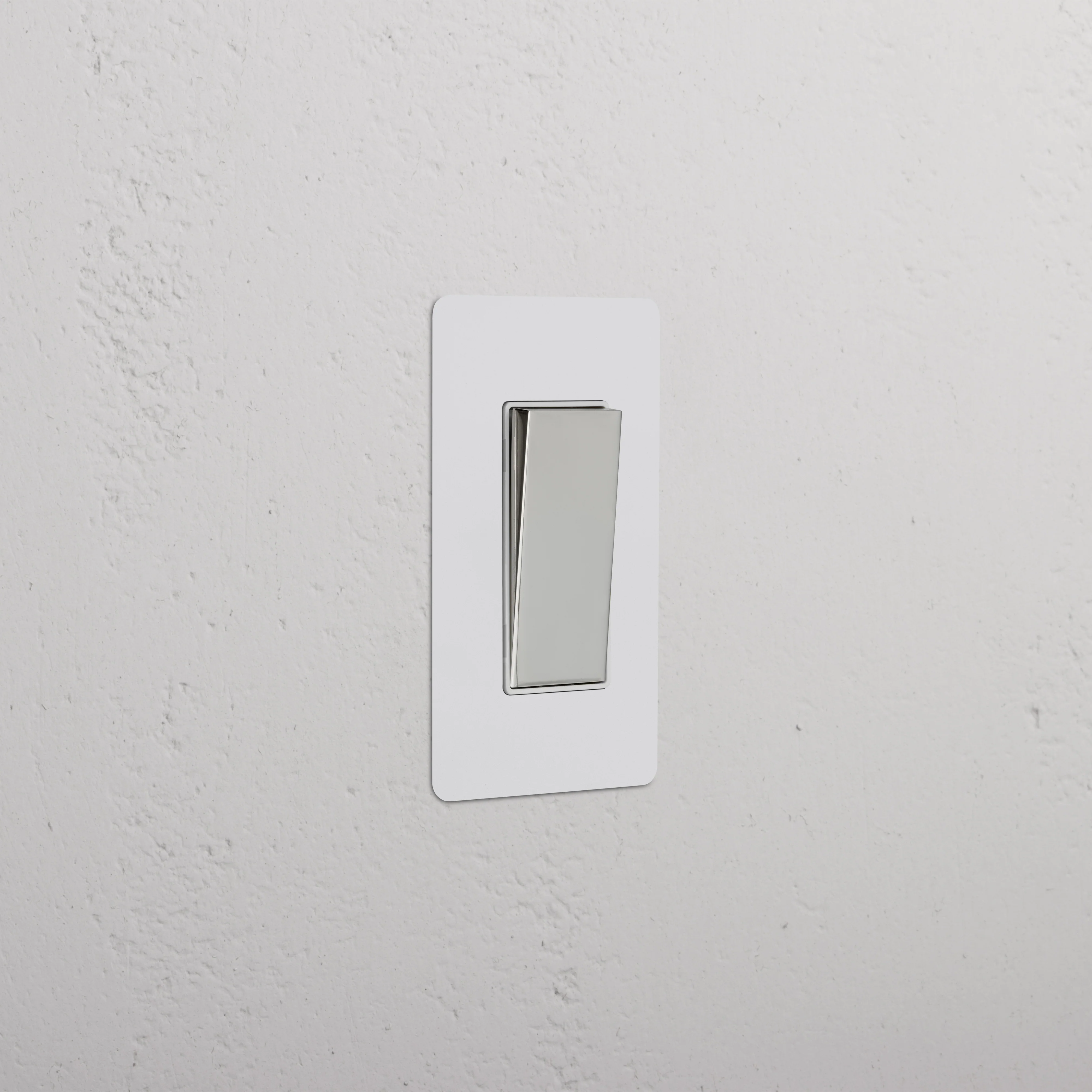 Kew 1G Retractive Rocker Switch - Paintable Polished Nickel White