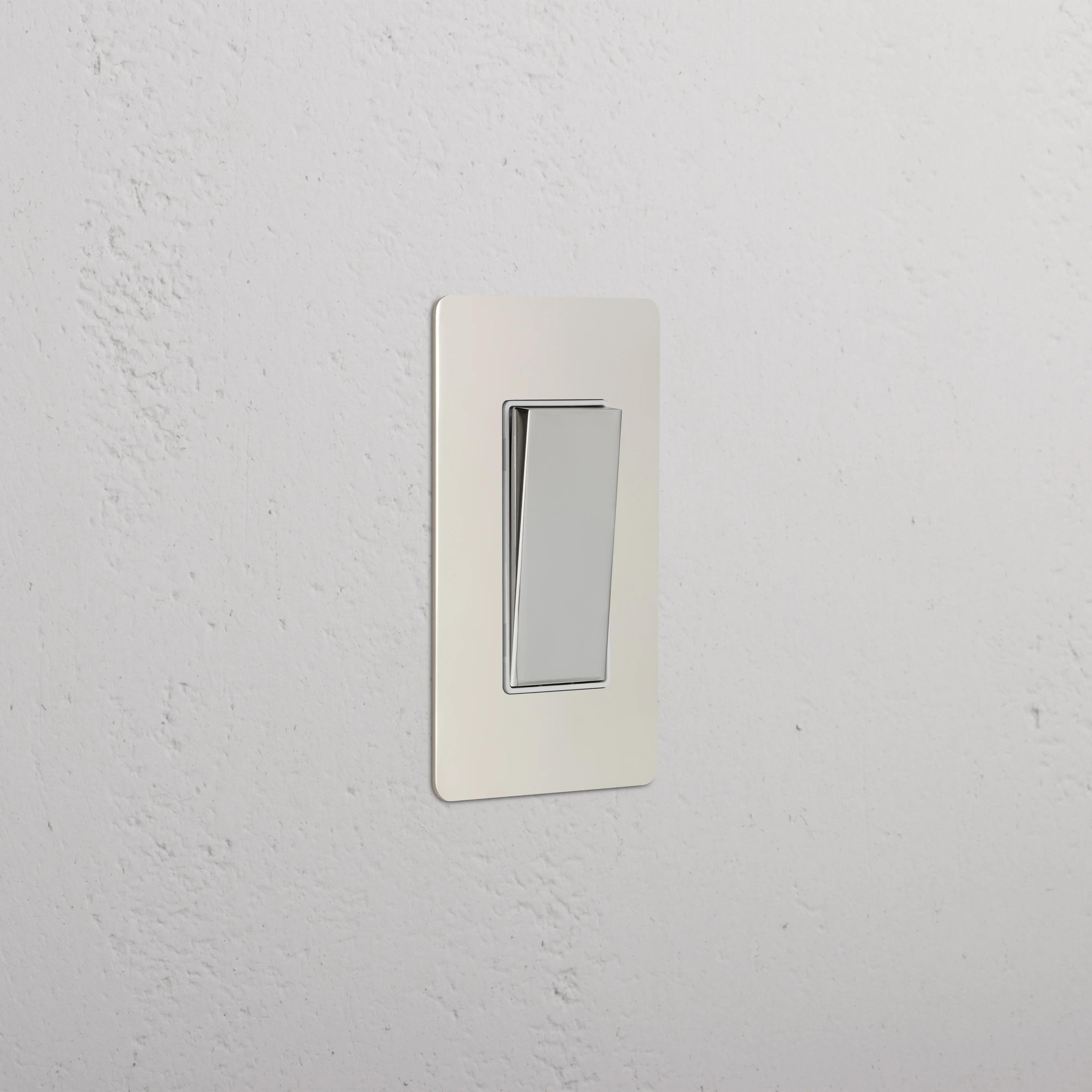 Kew 1G Retractive Rocker Switch - Polished Nickel White