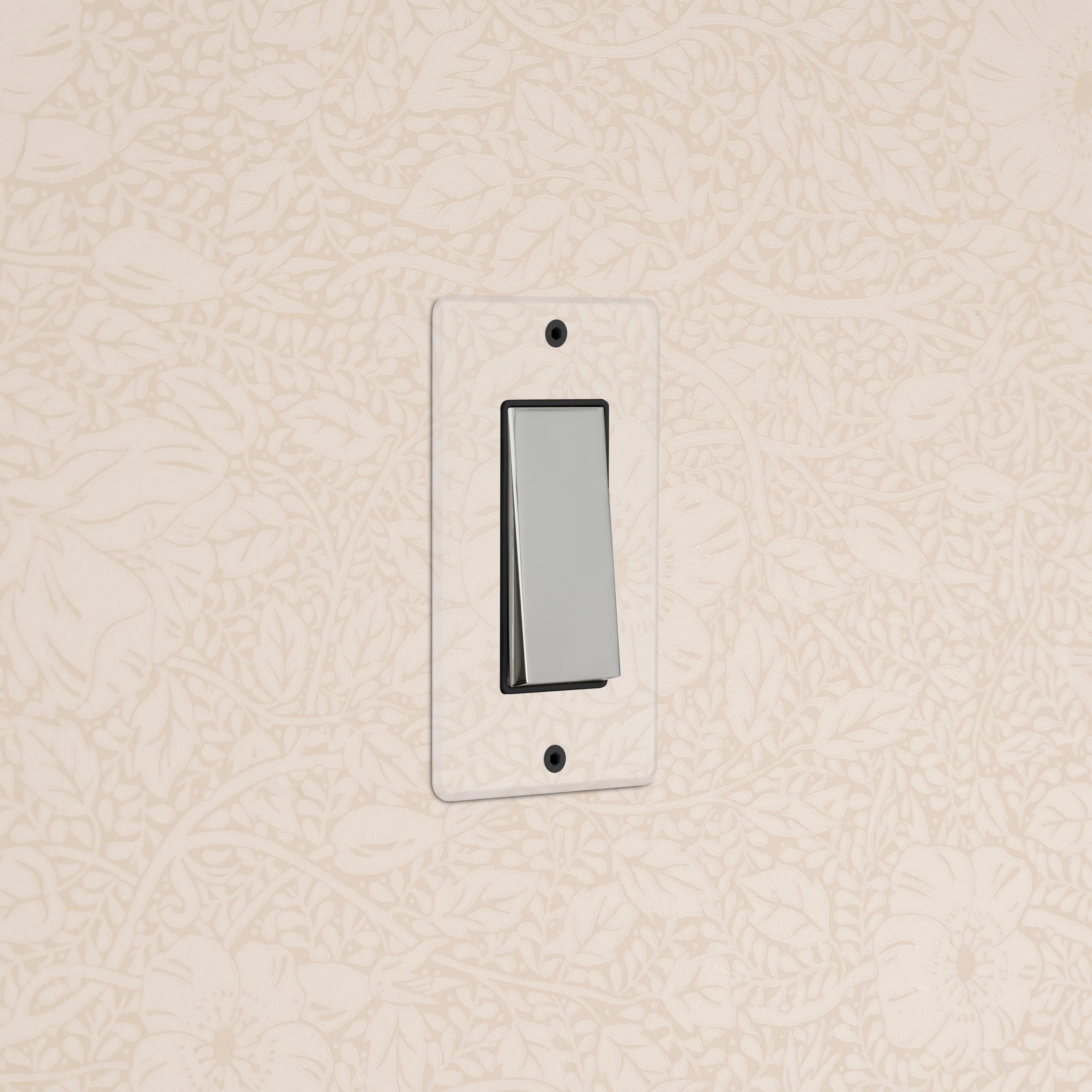 Kew 1G Rocker Switch - Clear Polished Nickel Black
