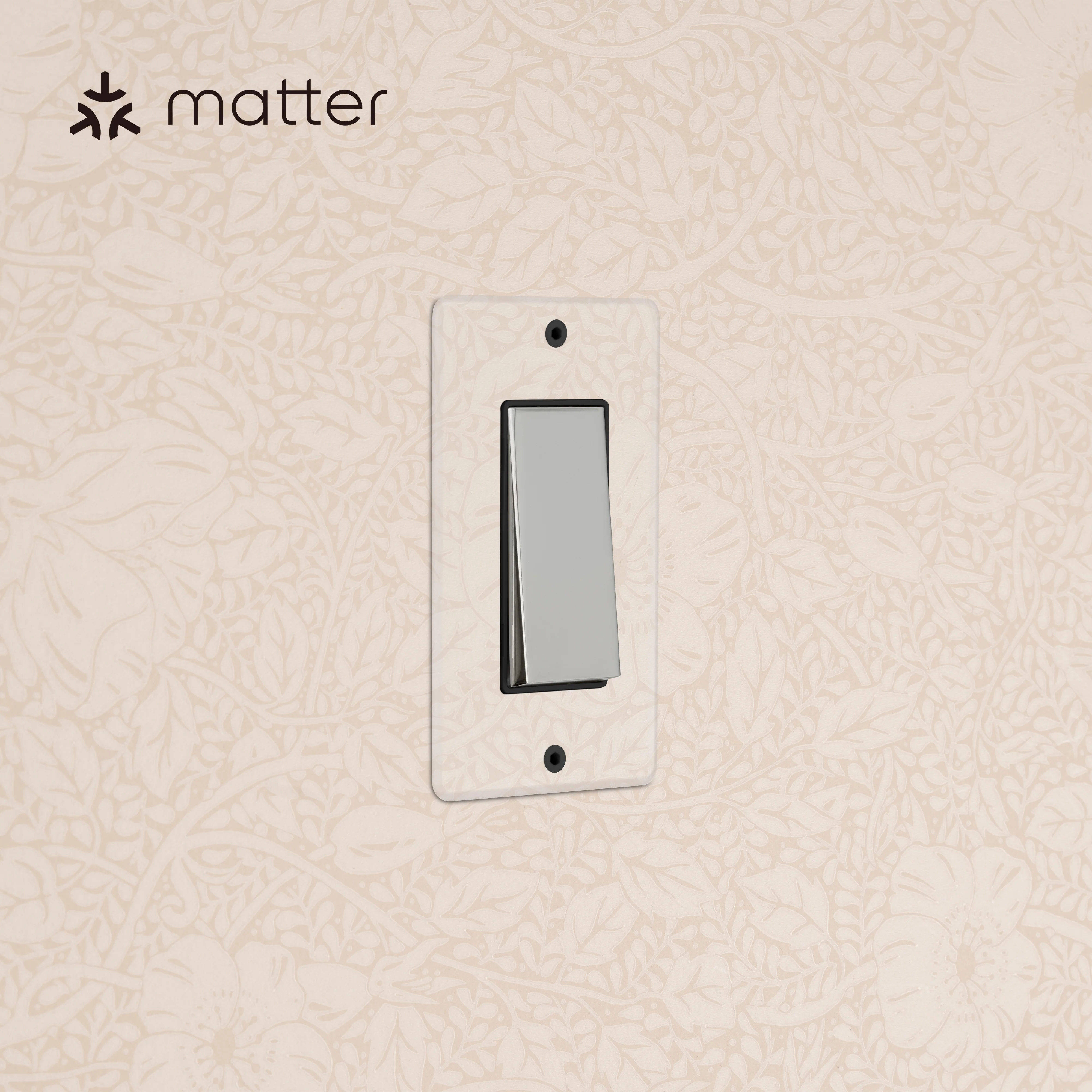 Kew 1G Smart Retractive Rocker Switch - Clear Polished Nickel Black