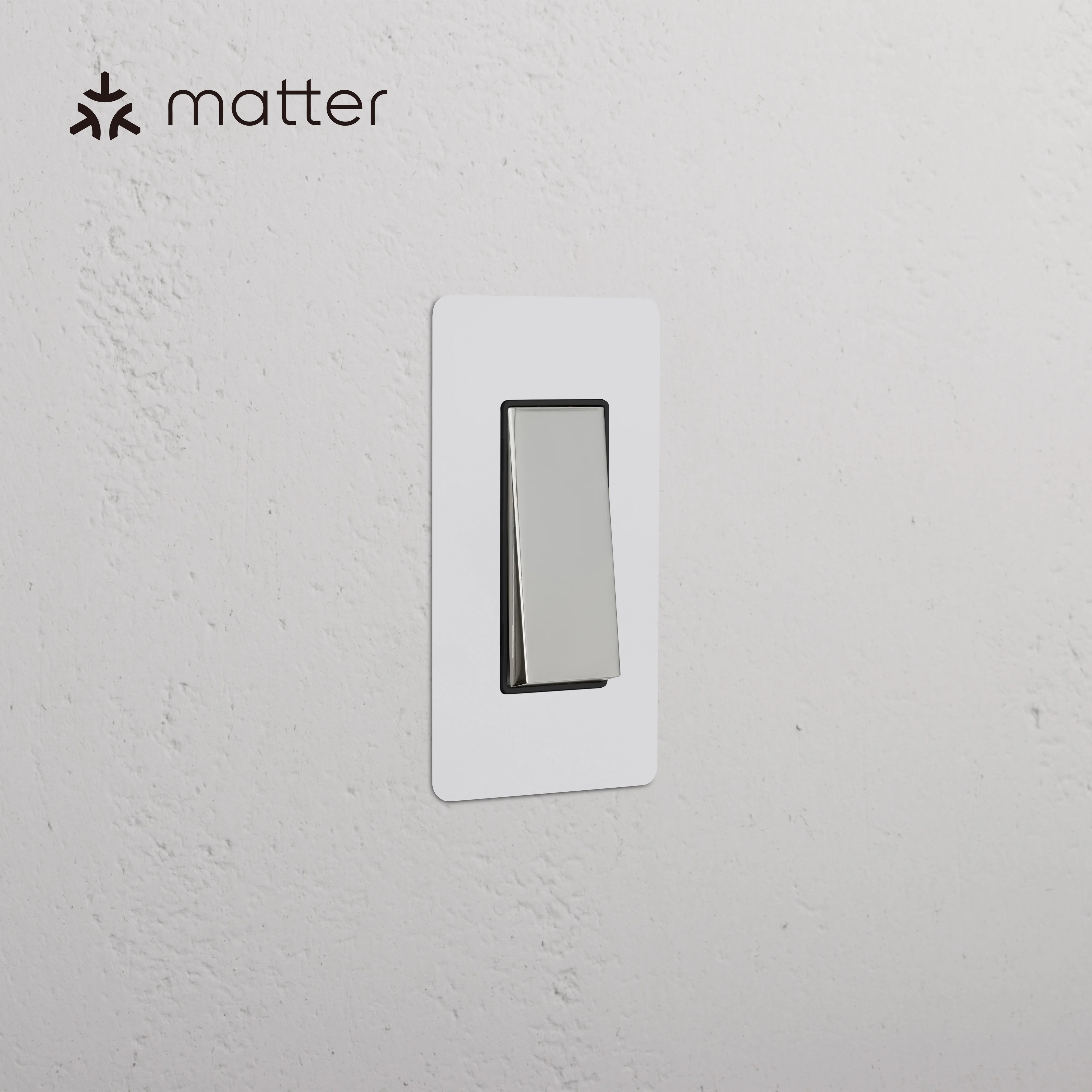 Kew 1G Smart Retractive Rocker Switch - Paintable Polished Nickel Black