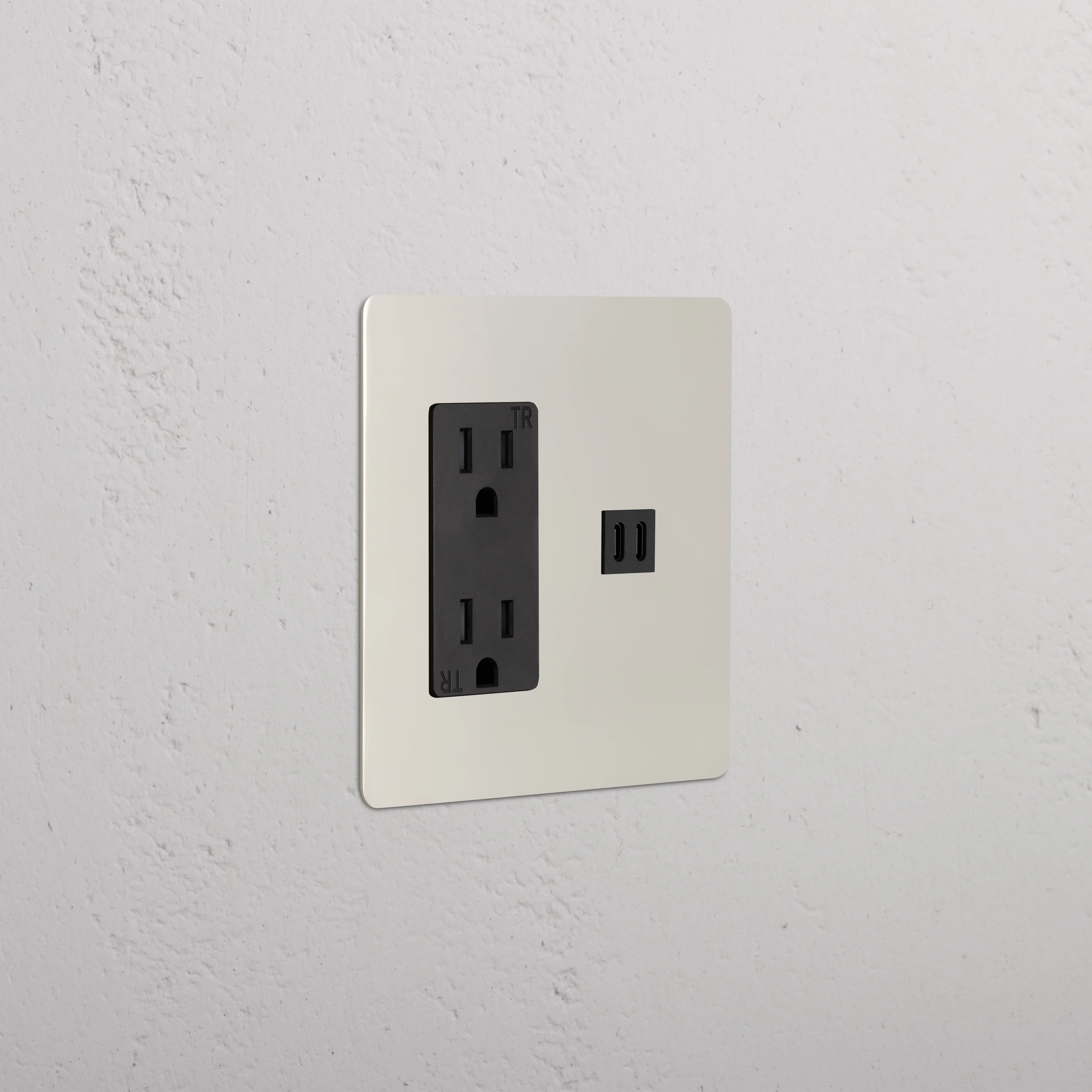 Kew 2G Outlet & Fast Charge USB - Polished Nickel Black