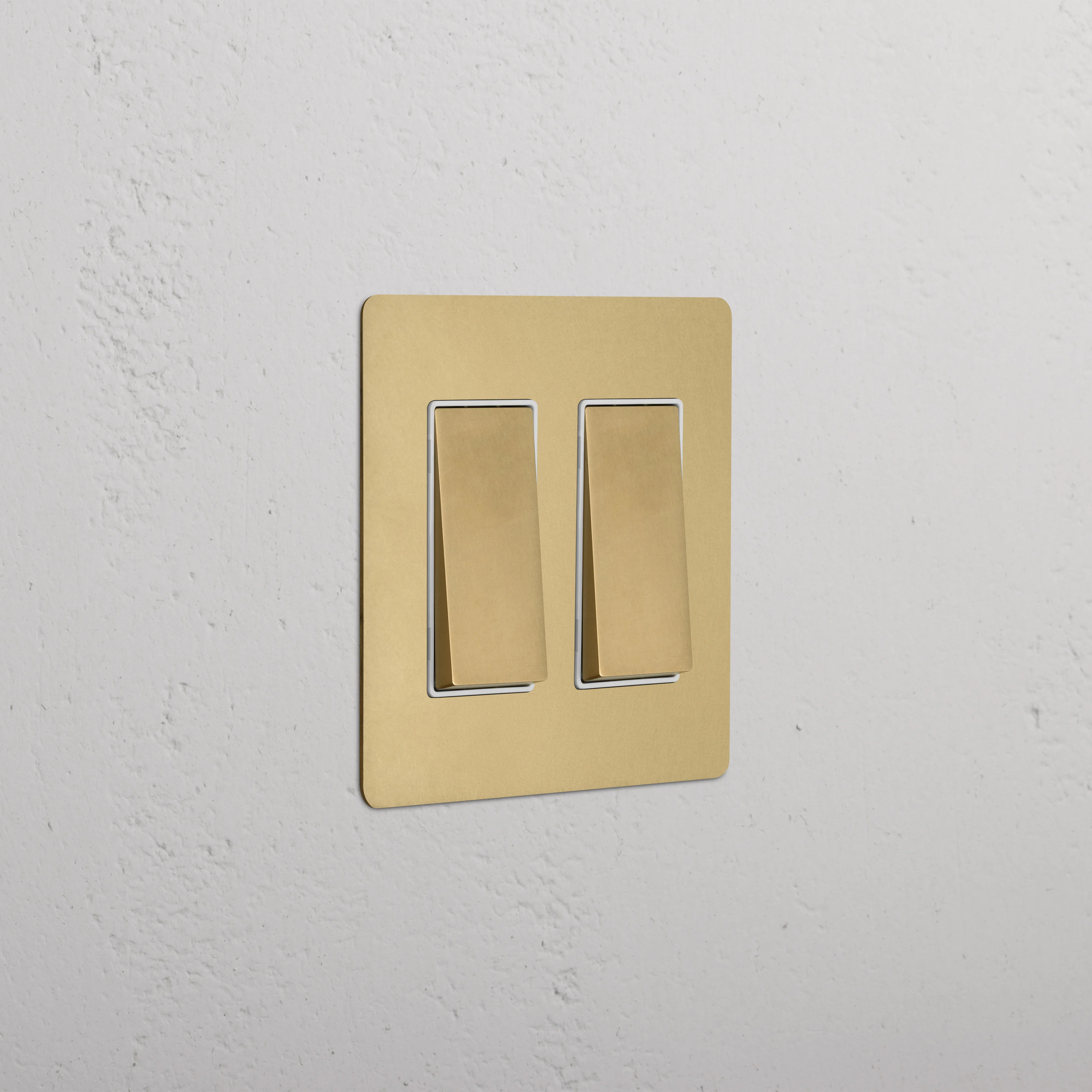 Kew 2G Rocker Switch - Antique Brass White