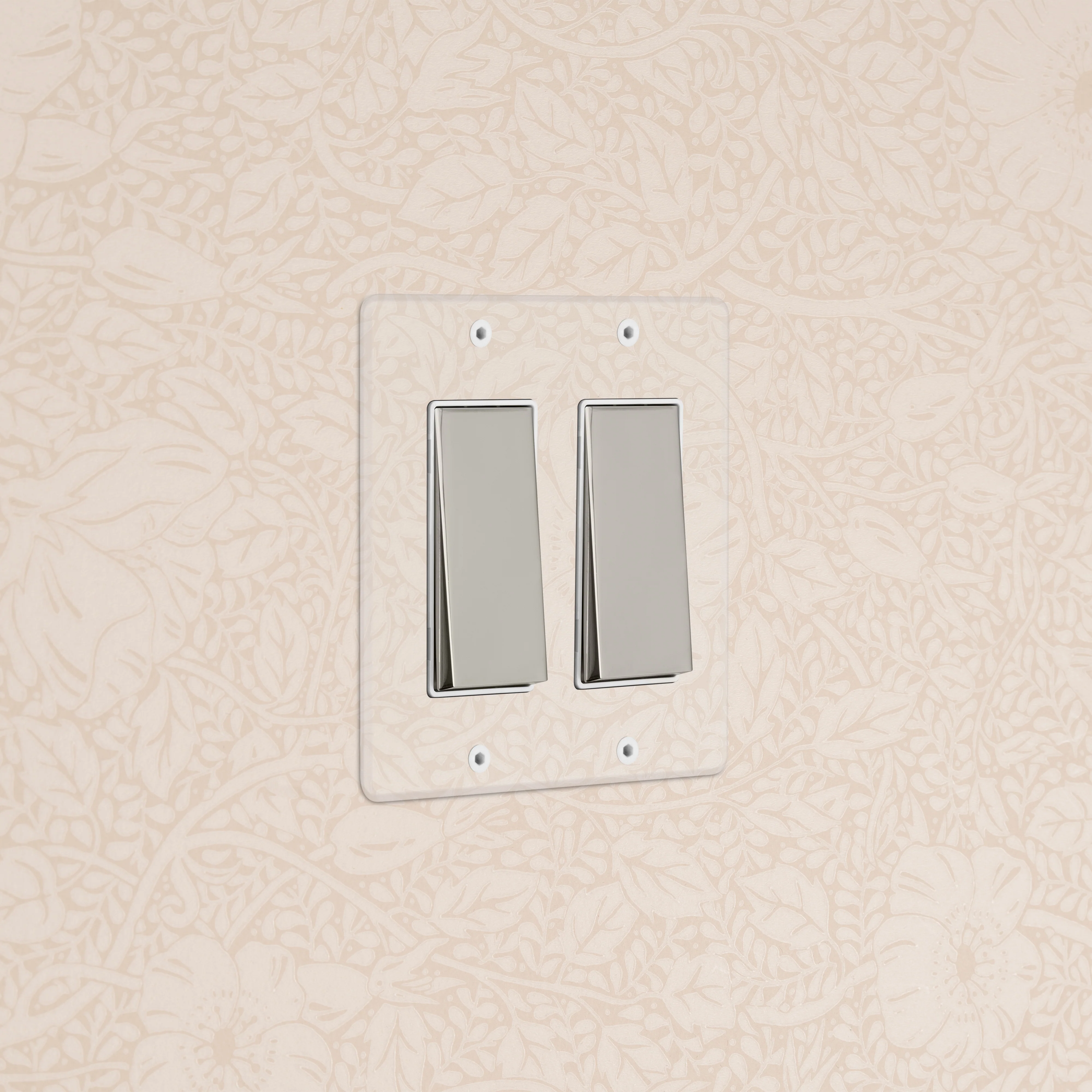 Kew 2G Rocker Switch - Clear Polished Nickel White