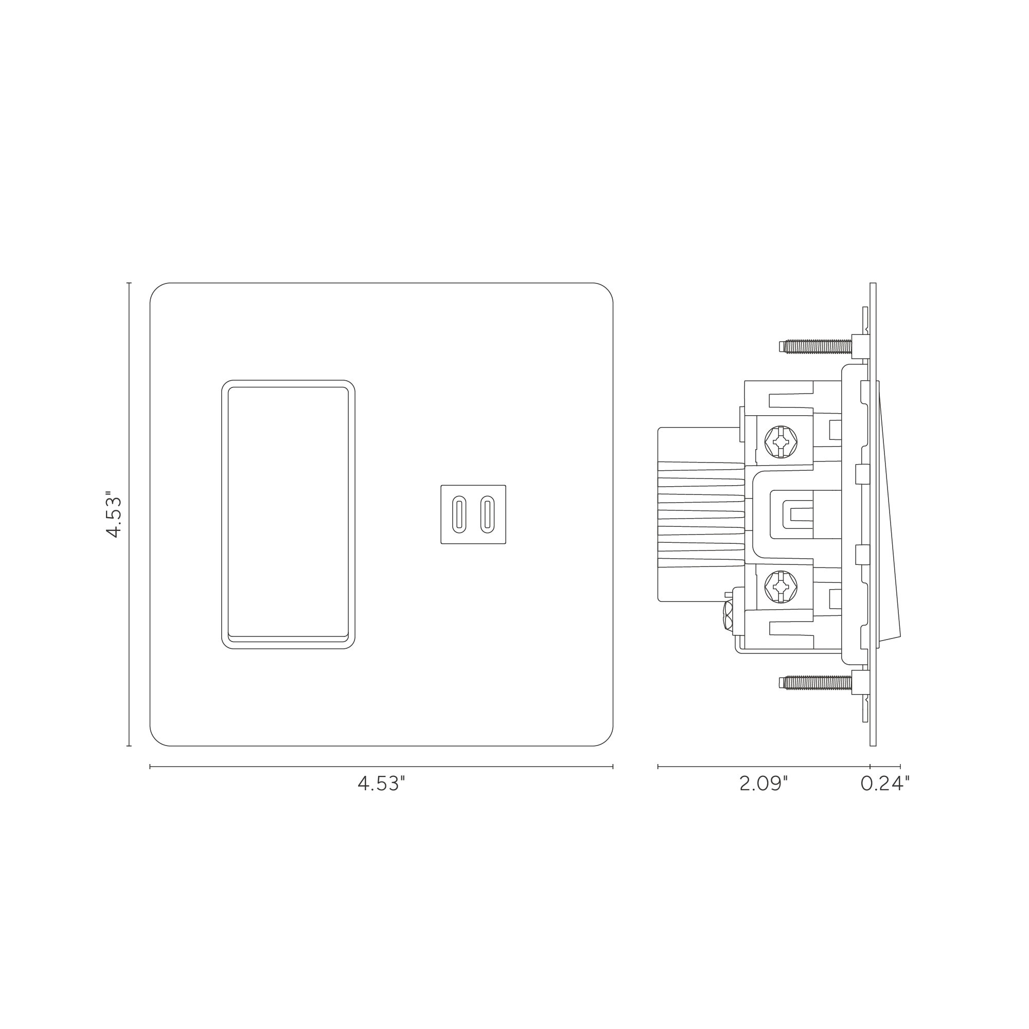 Kew 2G Rocker Switch & Fast Charge USB - Bronze Black - Image 2