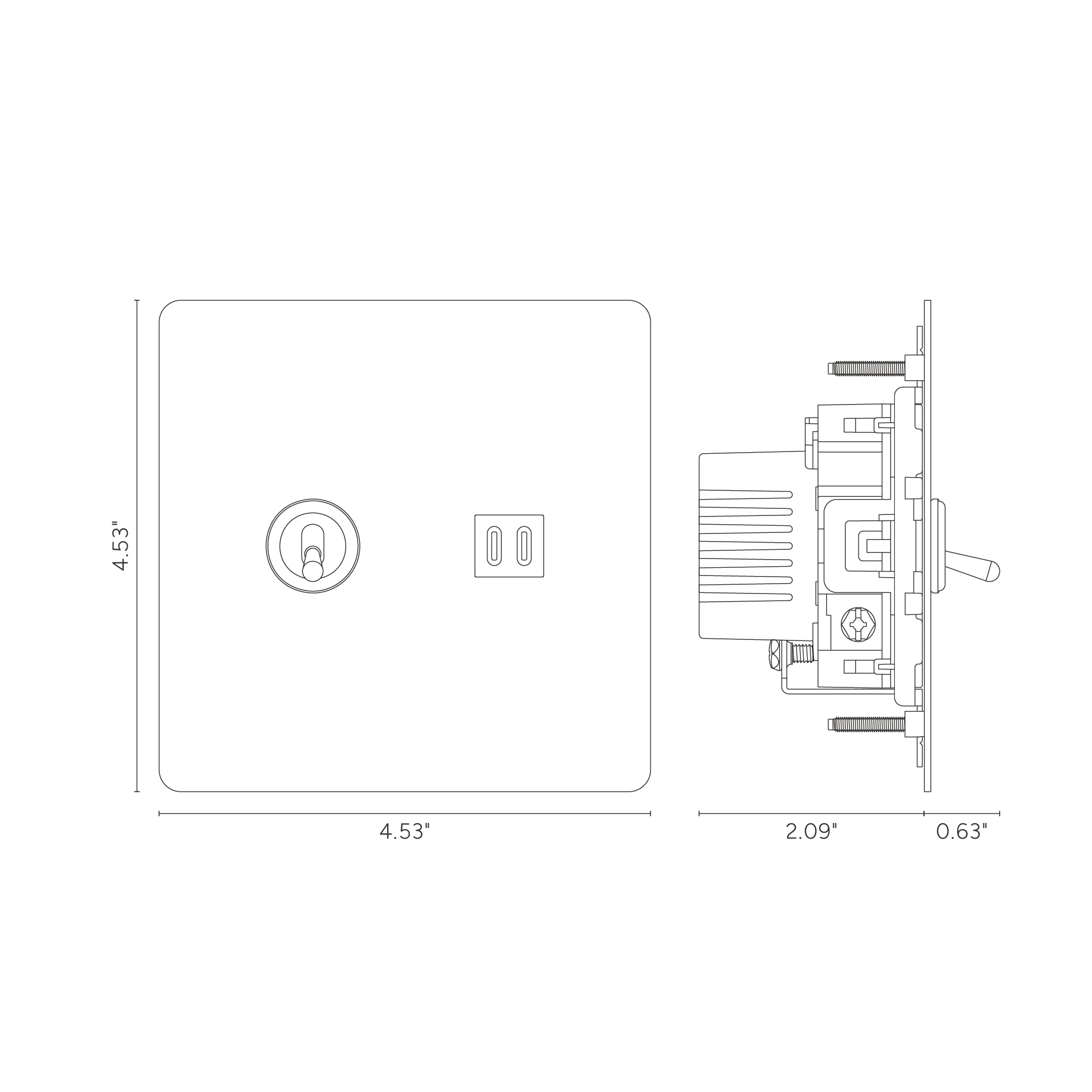 Kew 2G Toggle Switch & Fast Charge USB - Antique Brass Black - Image 4