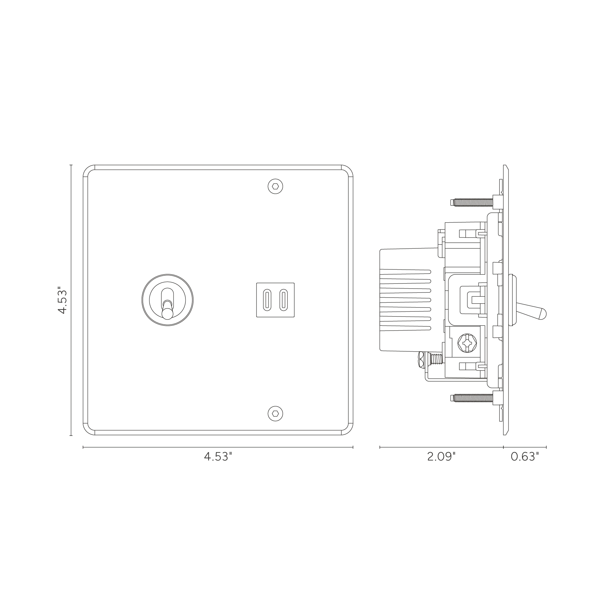Kew 2G Toggle Switch & Fast Charge USB - Clear Antique Brass White - Image 2