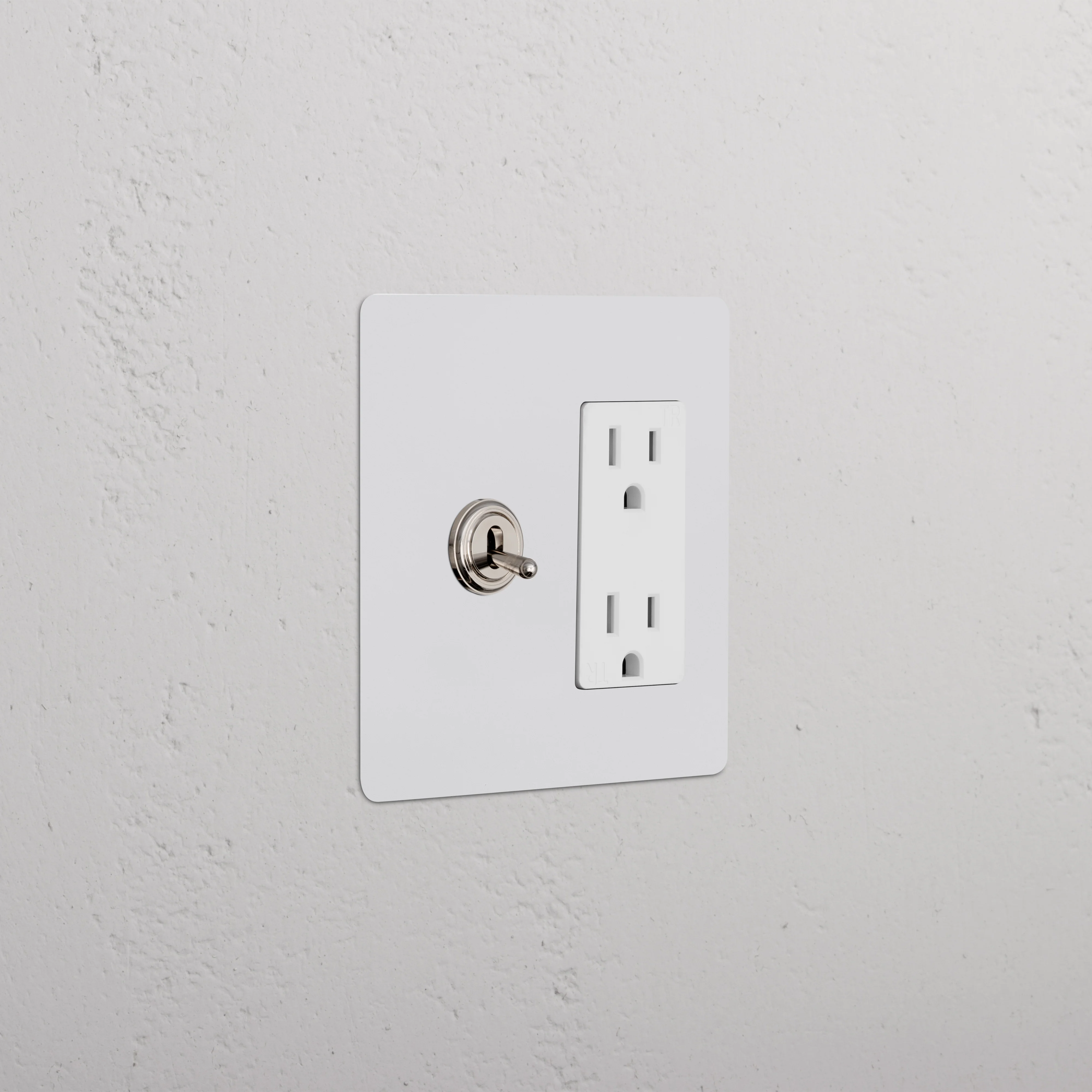 Kew 2G Toggle Switch & Outlet - Paintable Polished Nickel White