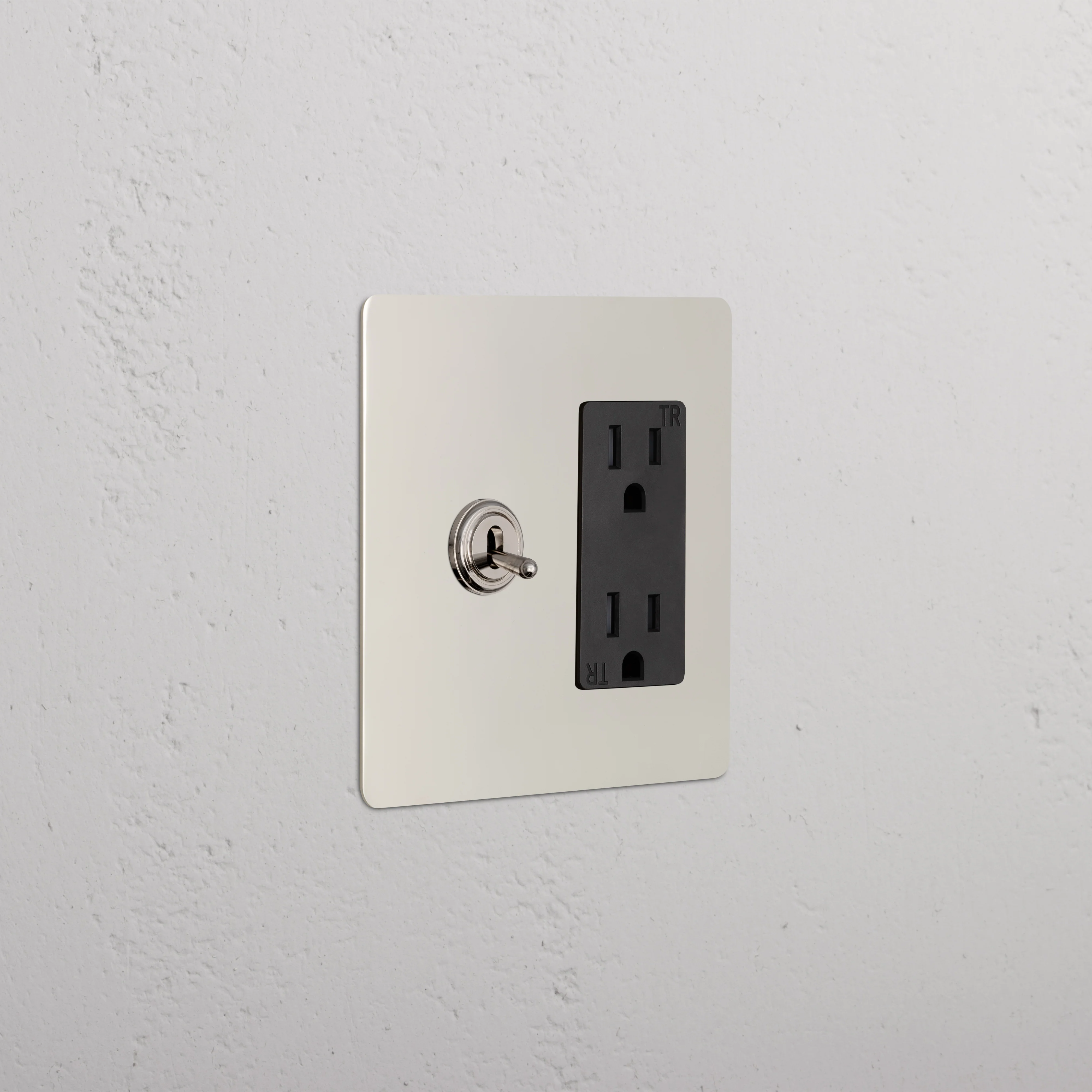 Kew 2G Toggle Switch & Outlet - Polished Nickel Black