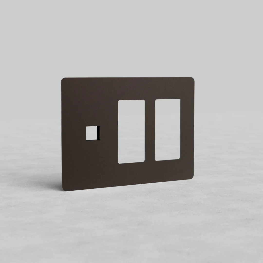 Kew 3G 2x Outlet & Keystone Plate - Bronze