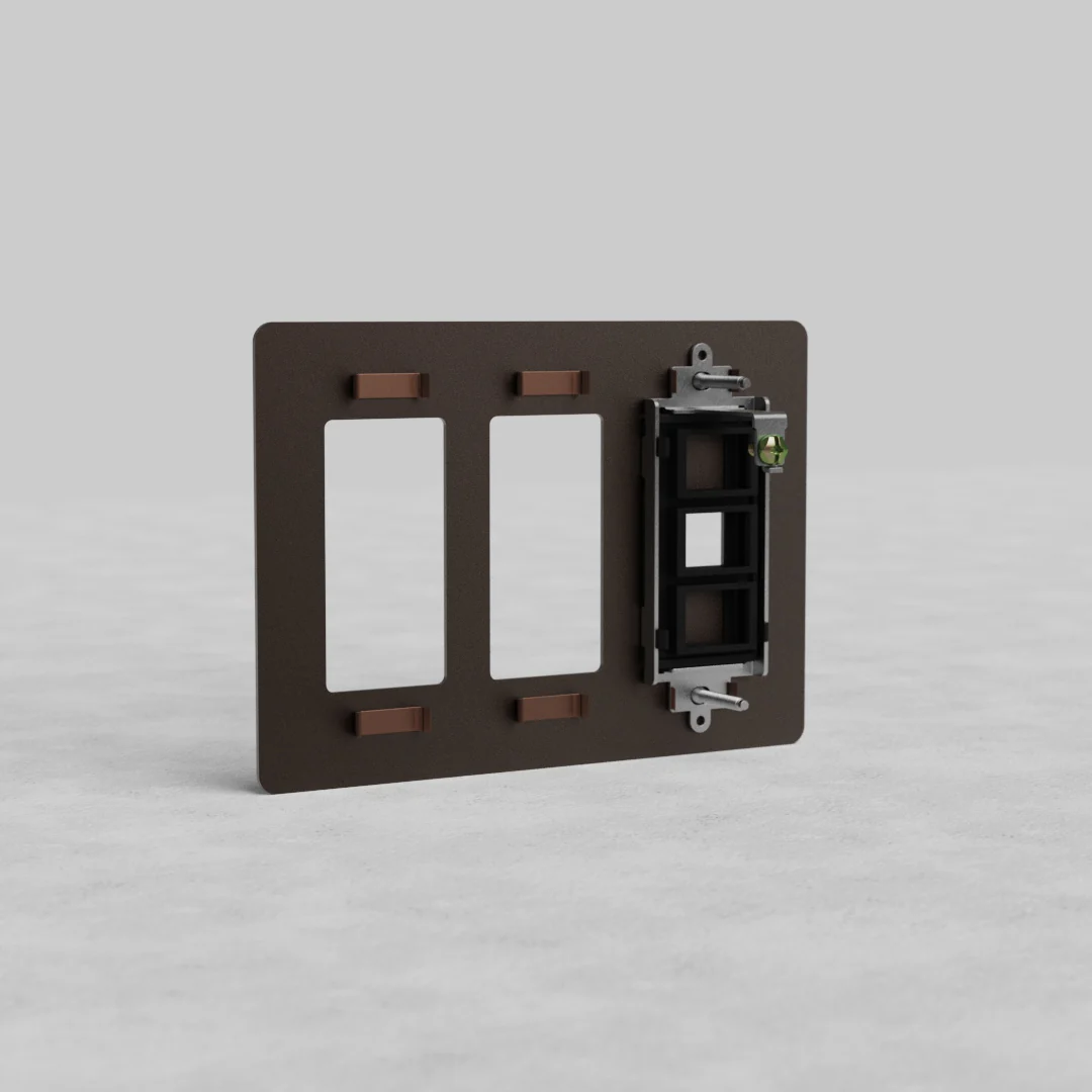 Kew 3G 2x Outlet & Keystone Plate - Bronze - Image 2