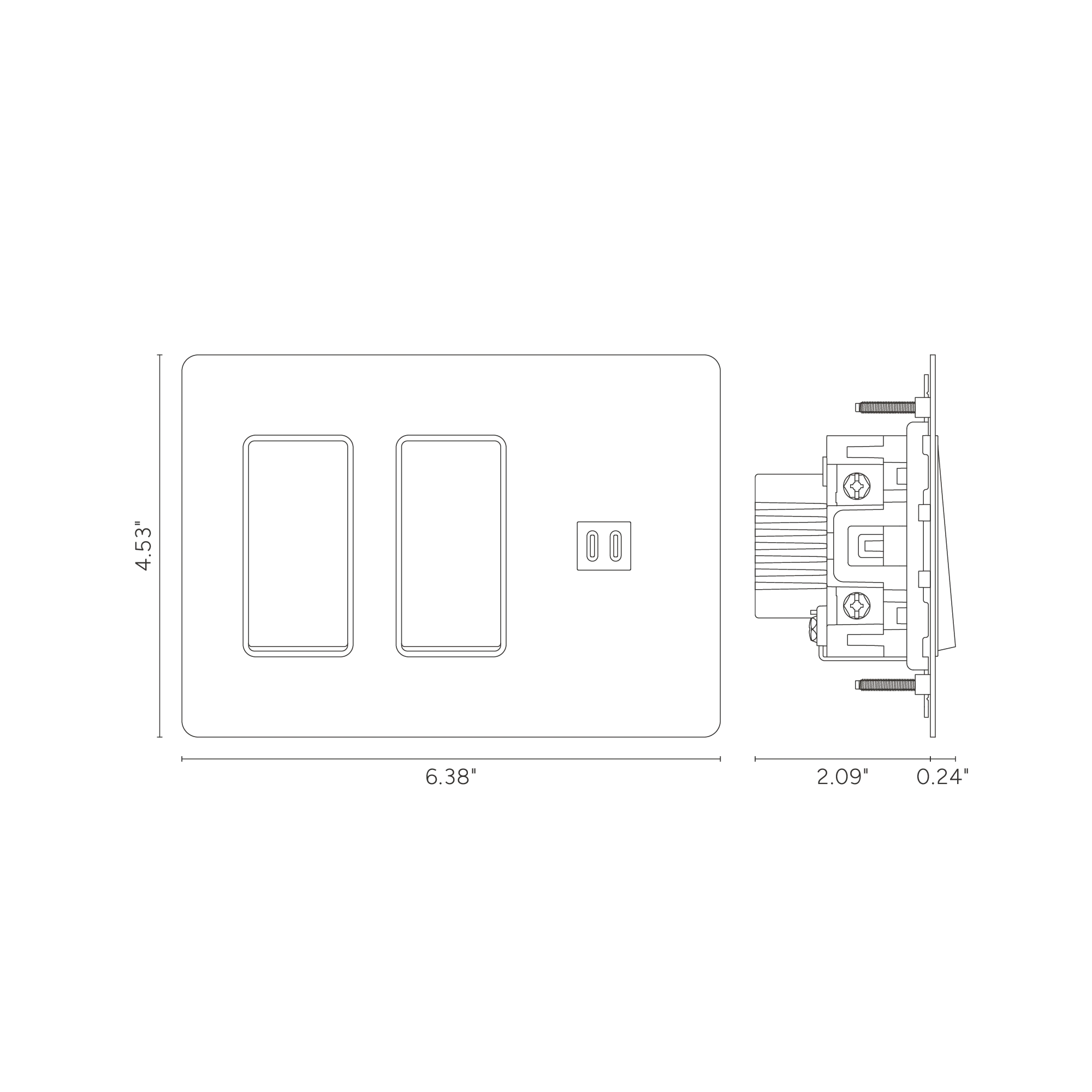 Kew 3G 2x Rocker Switch & Fast Charge USB - Antique Brass White - Image 2