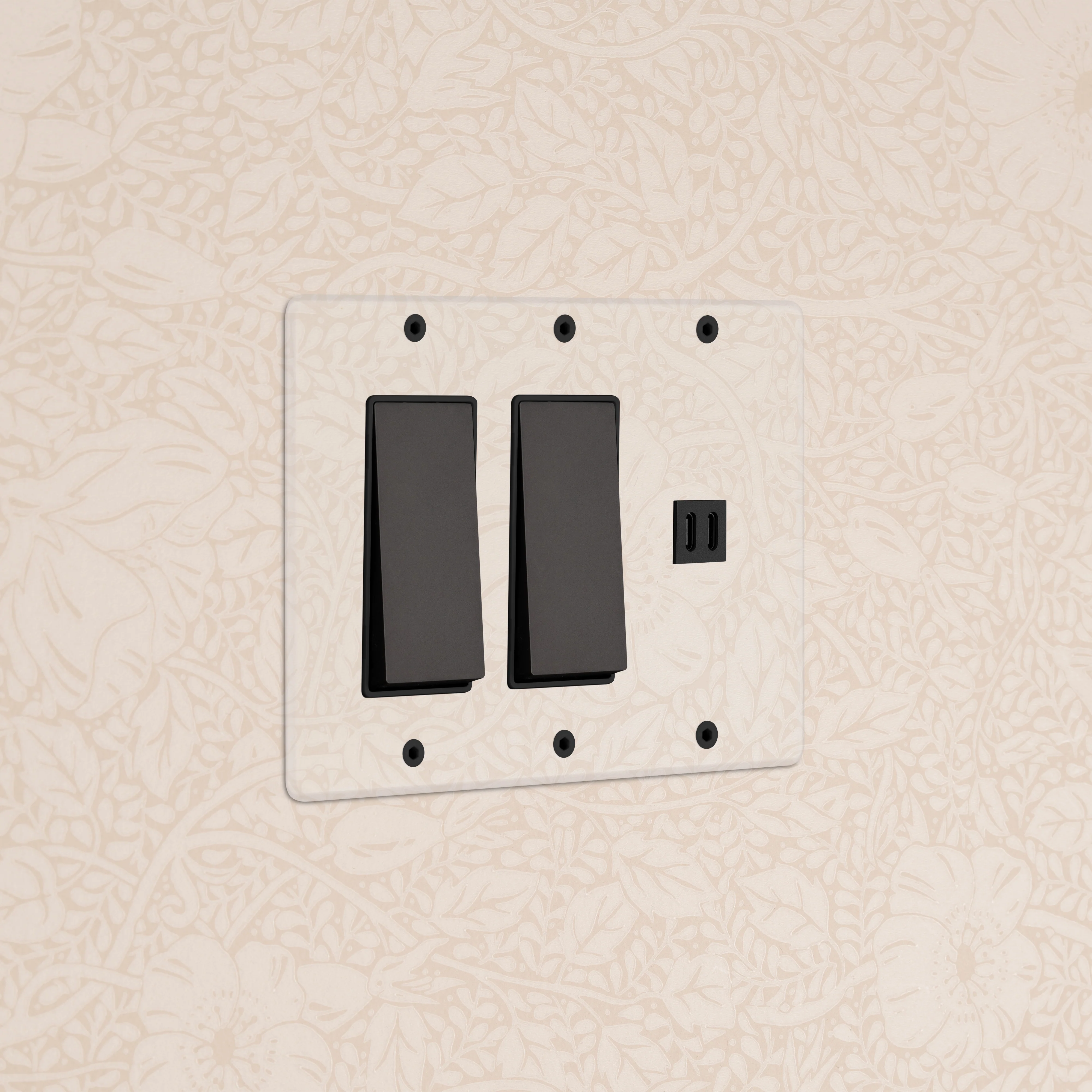 Kew 3G 2x Rocker Switch & Fast Charge USB - Clear Bronze Black