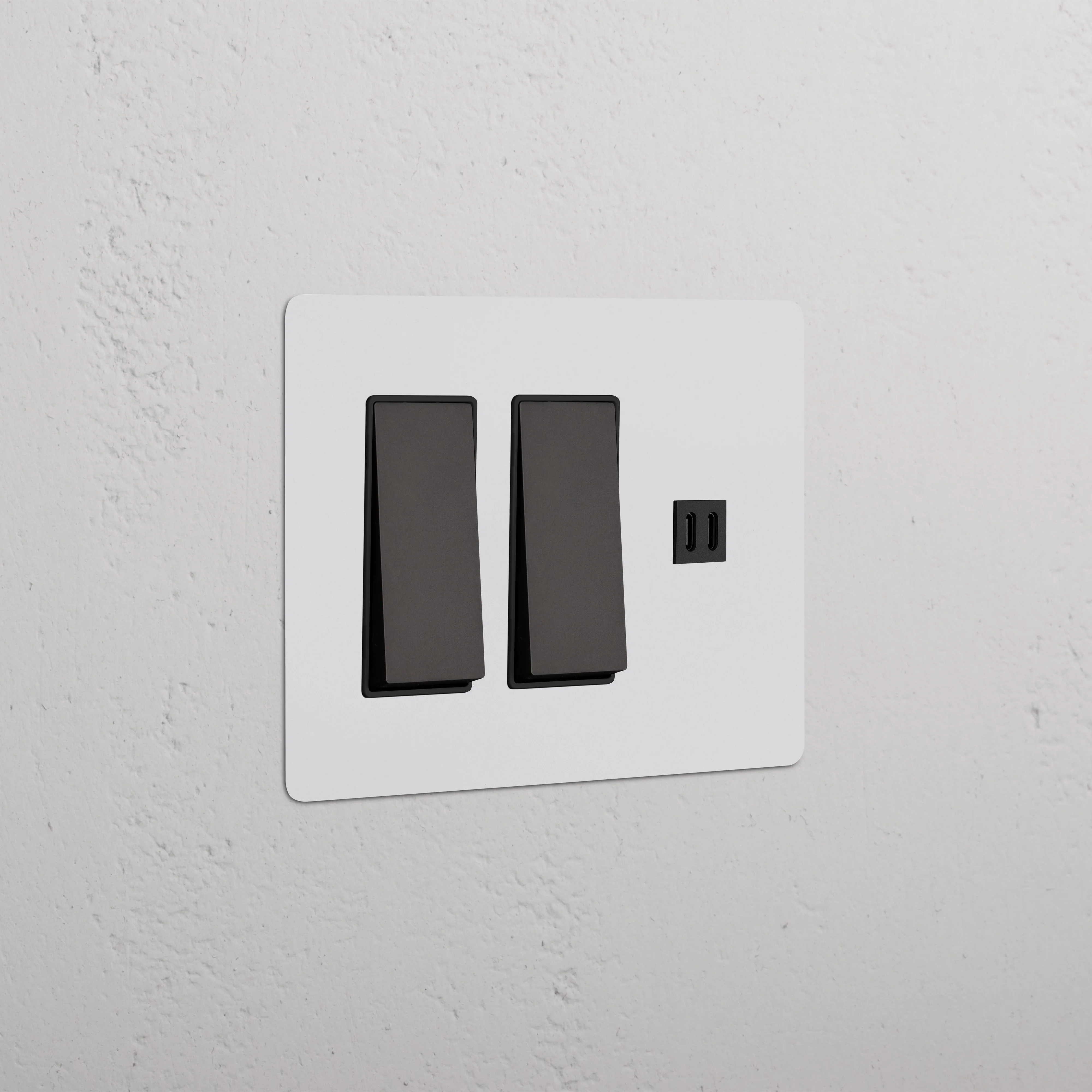 Kew 3G 2x Rocker Switch & Fast Charge USB - Paintable Bronze Black
