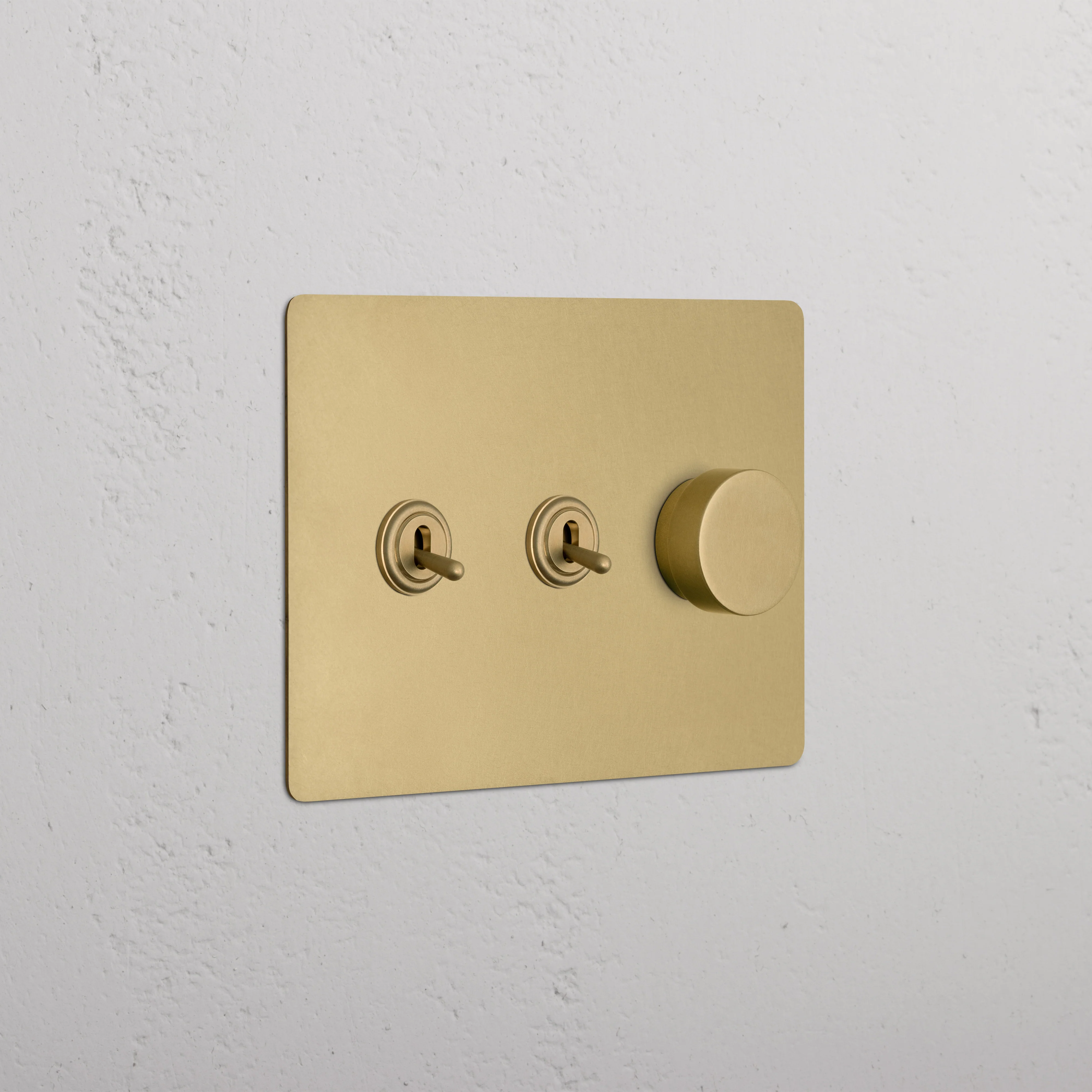 Kew 3G 2x Toggle & Dimmer Switch - Antique Brass