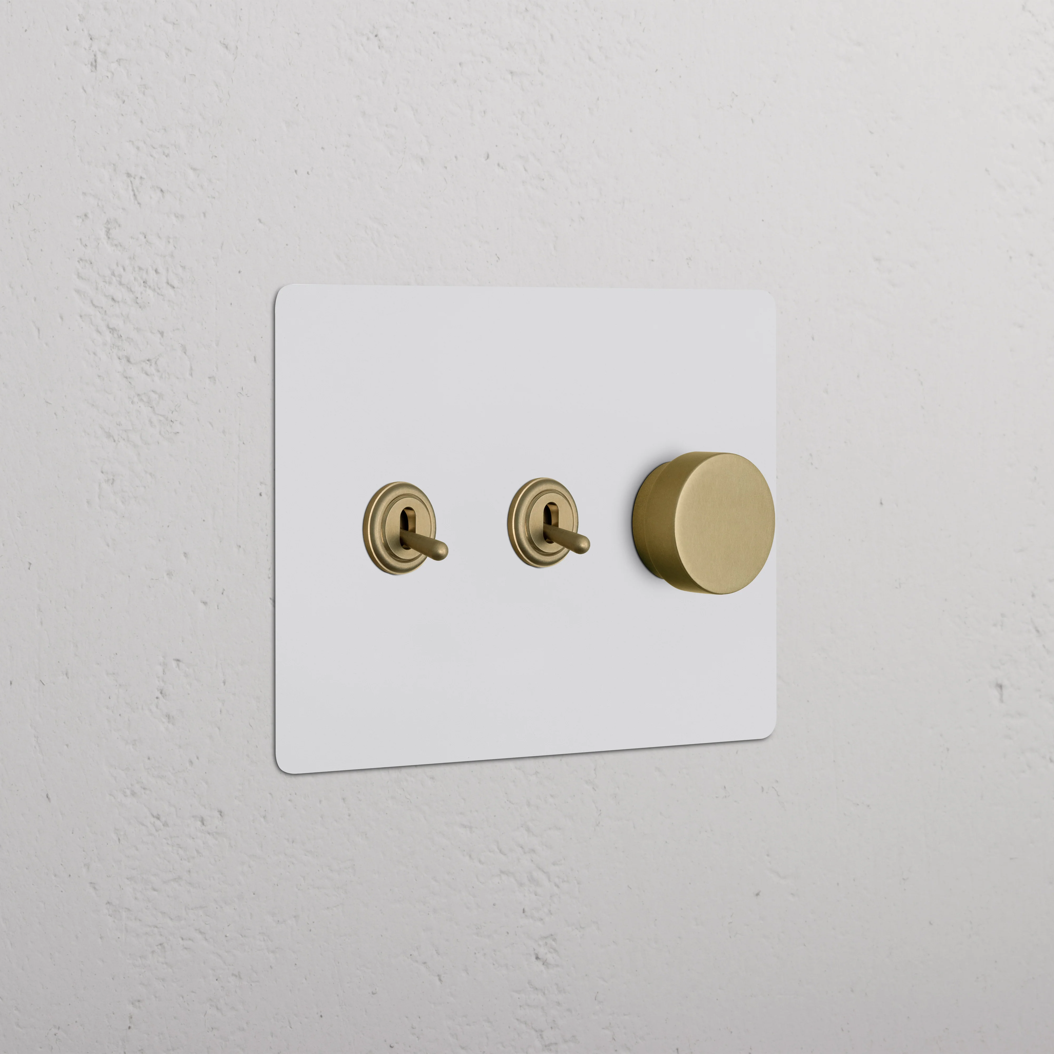 Kew 3G 2x Toggle & Dimmer Switch - Paintable Antique Brass