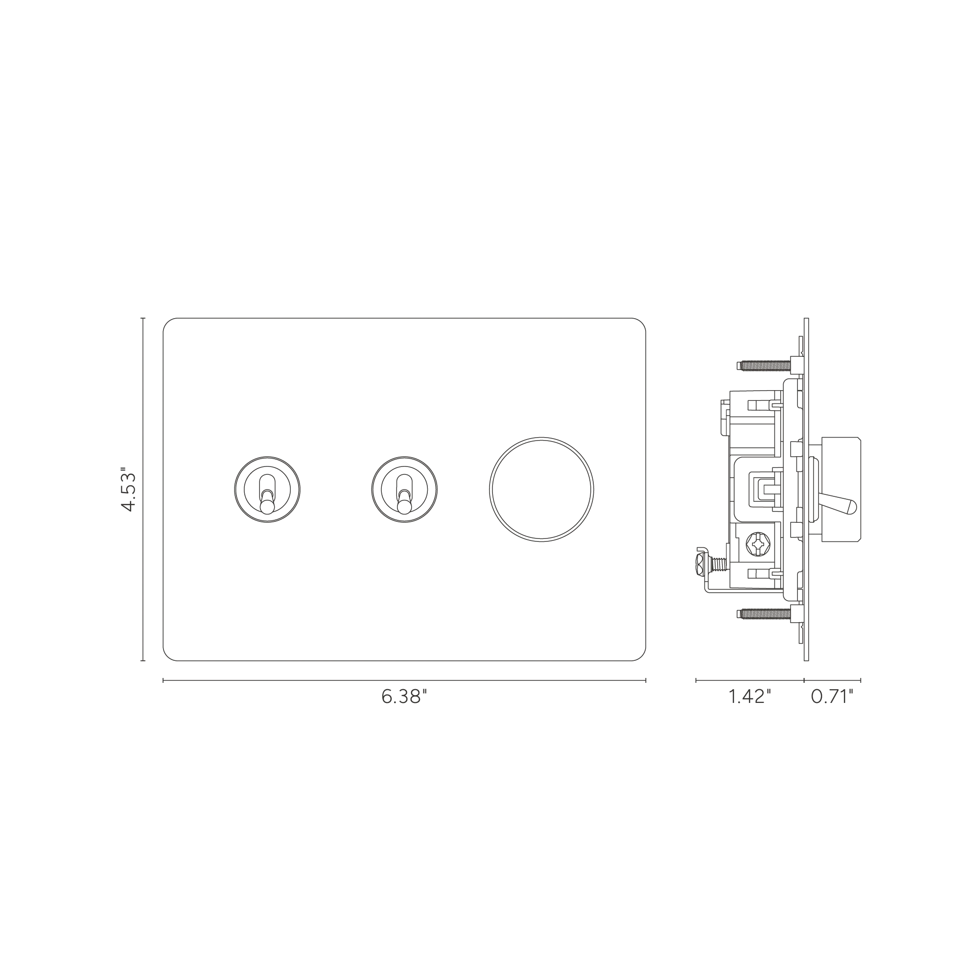 Kew 3G 2x Toggle & Dimmer Switch - Paintable Antique Brass - Image 2