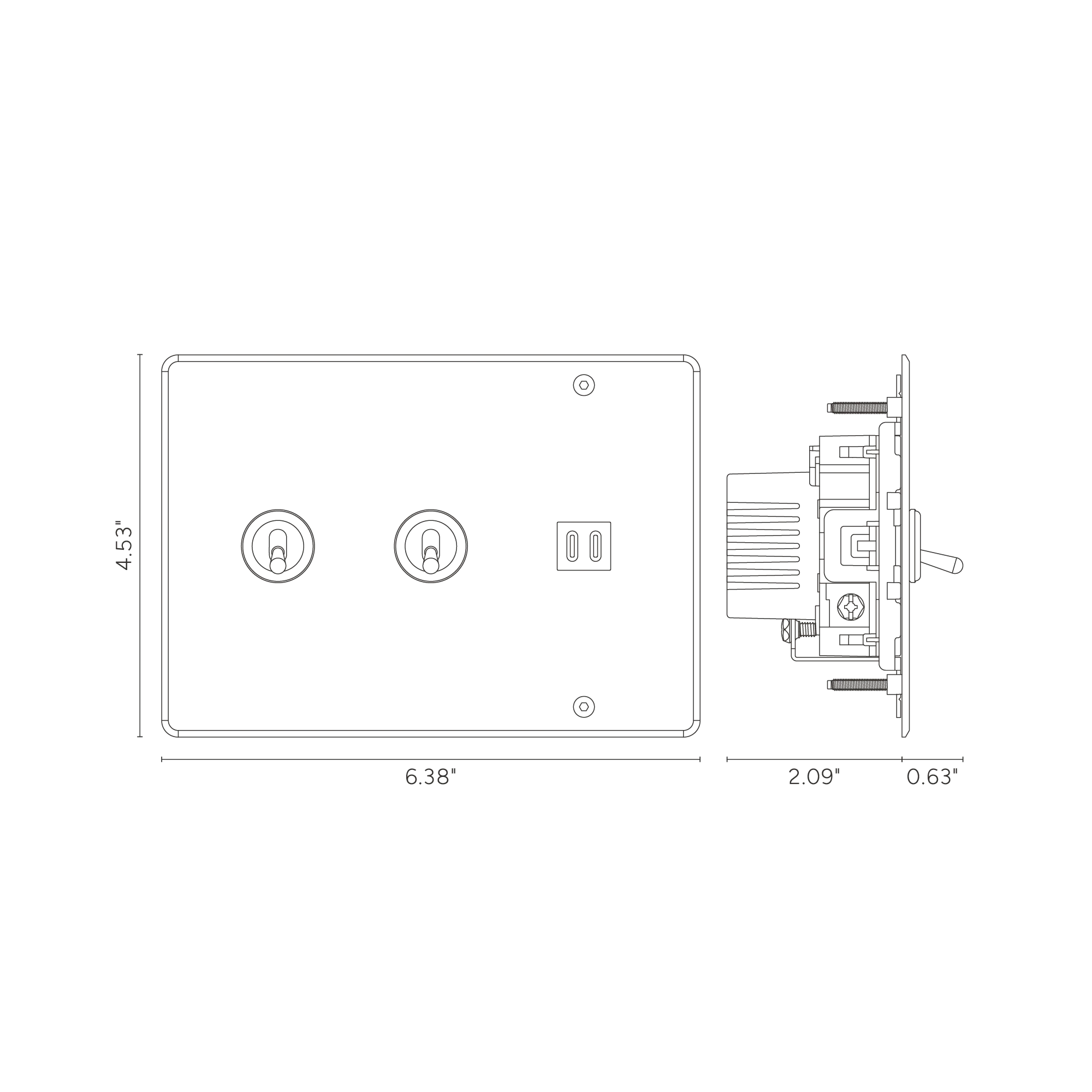 Kew 3G 2x Toggle Switch & Fast Charge USB - Clear Polished Nickel White - Image 2