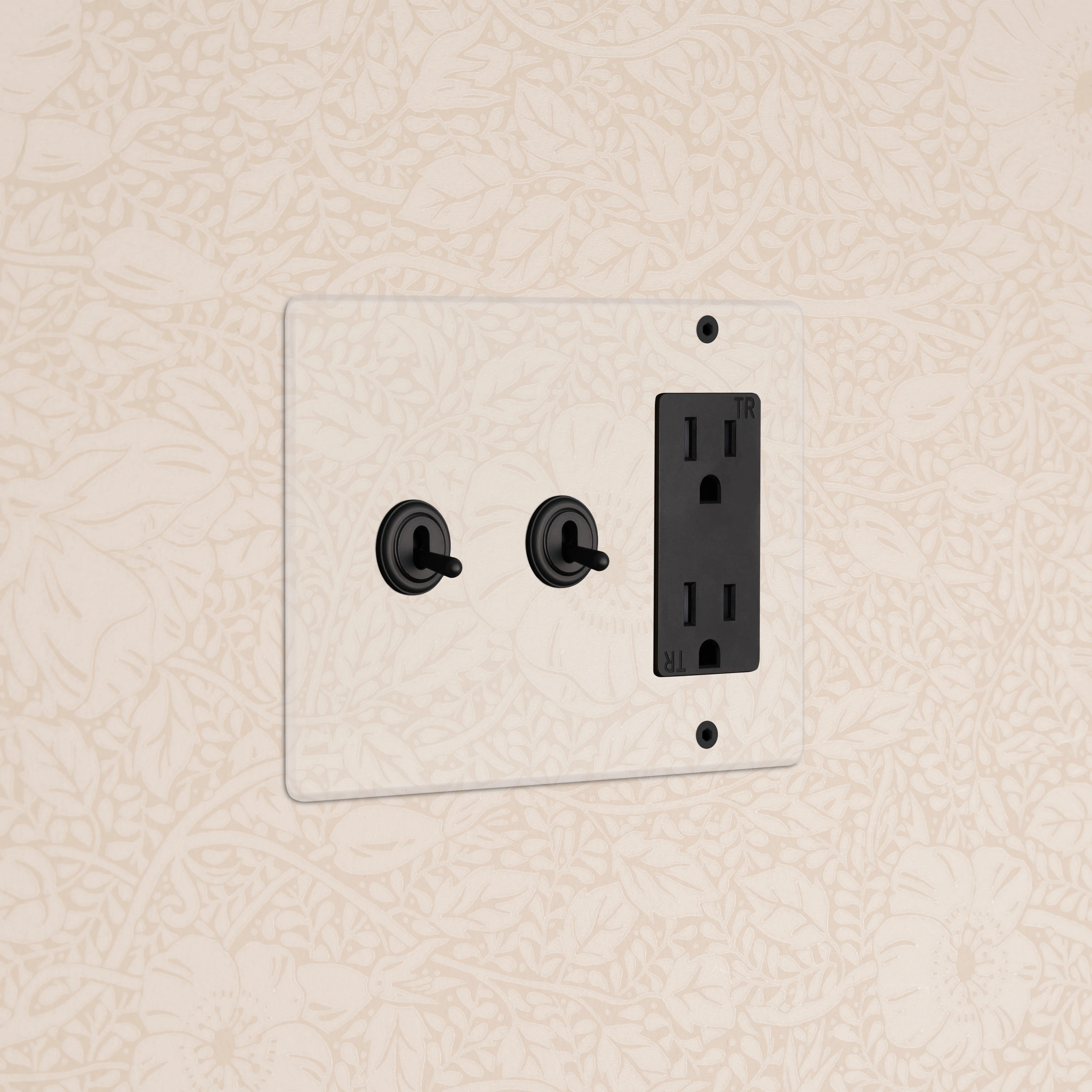 Kew 3G 2x Toggle Switch & Outlet - Clear Bronze Black